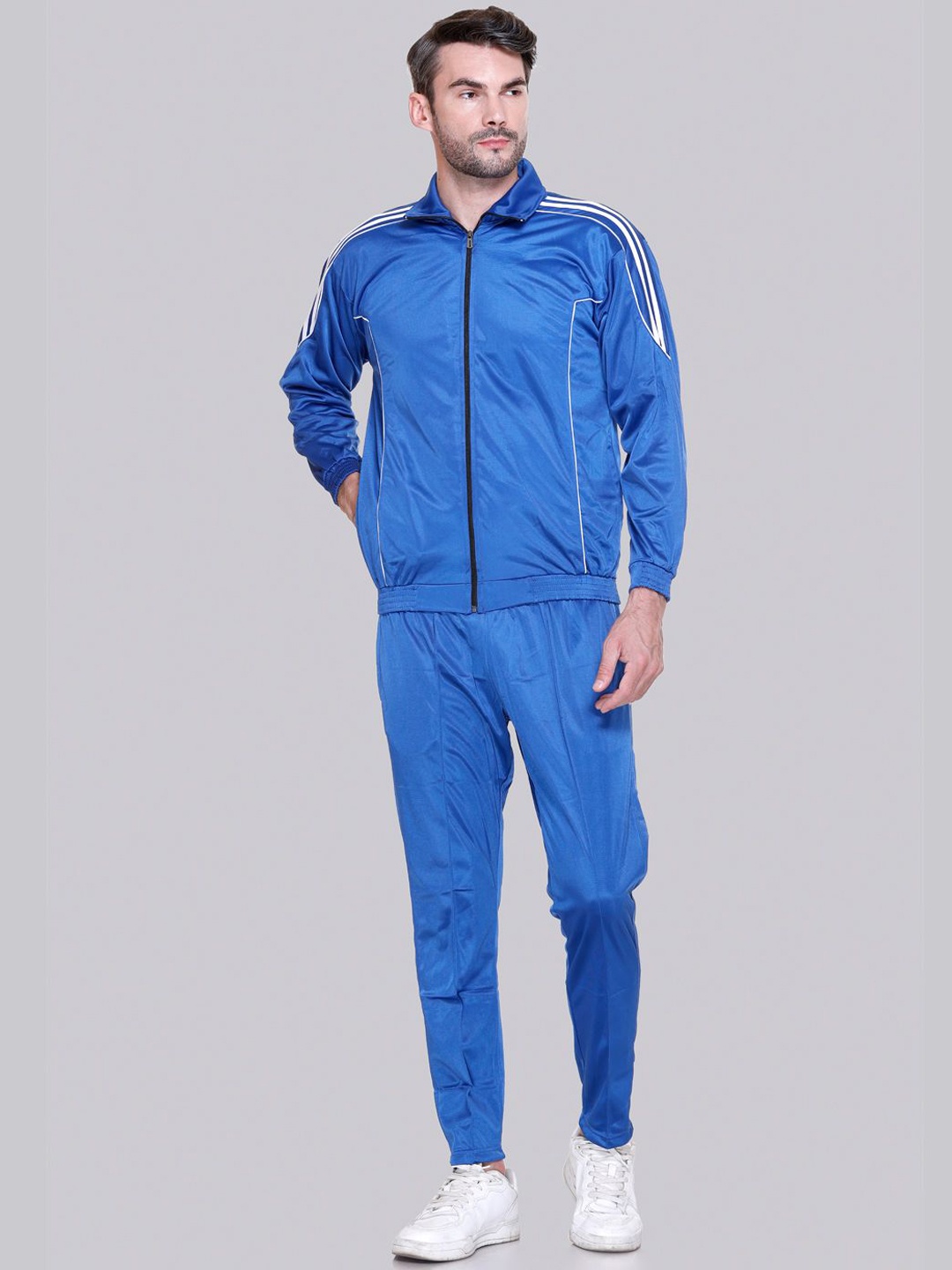 

ELPIDA Men Polo Collar Tracksuits, Blue