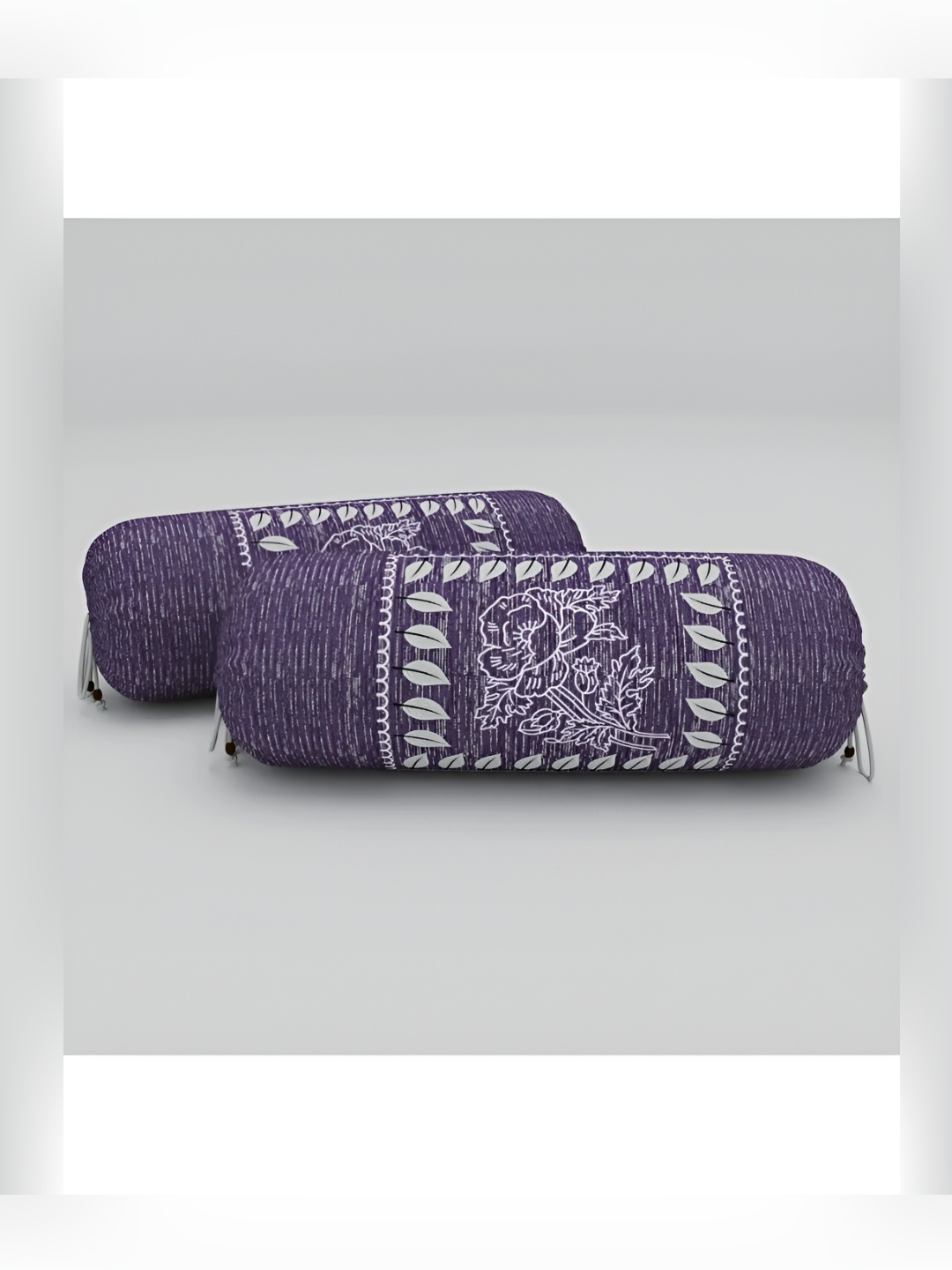 

LIVING ROOTS Purple & White 8 Pieces Floral Printed Cotton Diwan Set