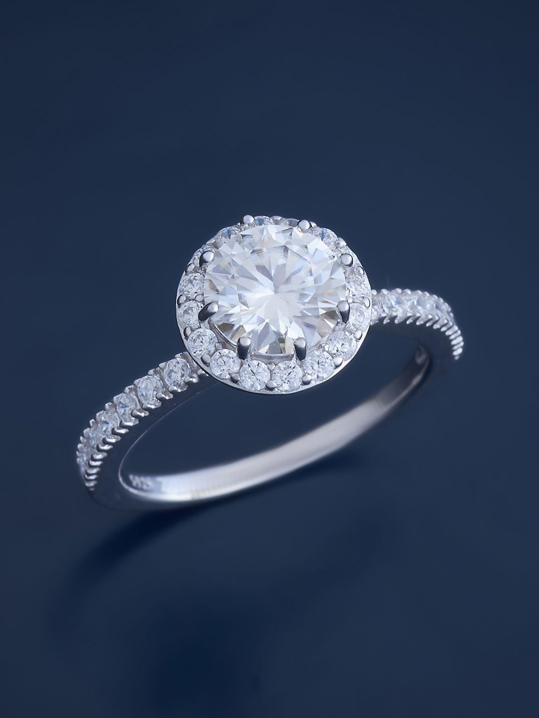 

Kushal's Fashion Jewellery Sterling Silver Rhodium-Plated Cubic Zirconia Finger Ring