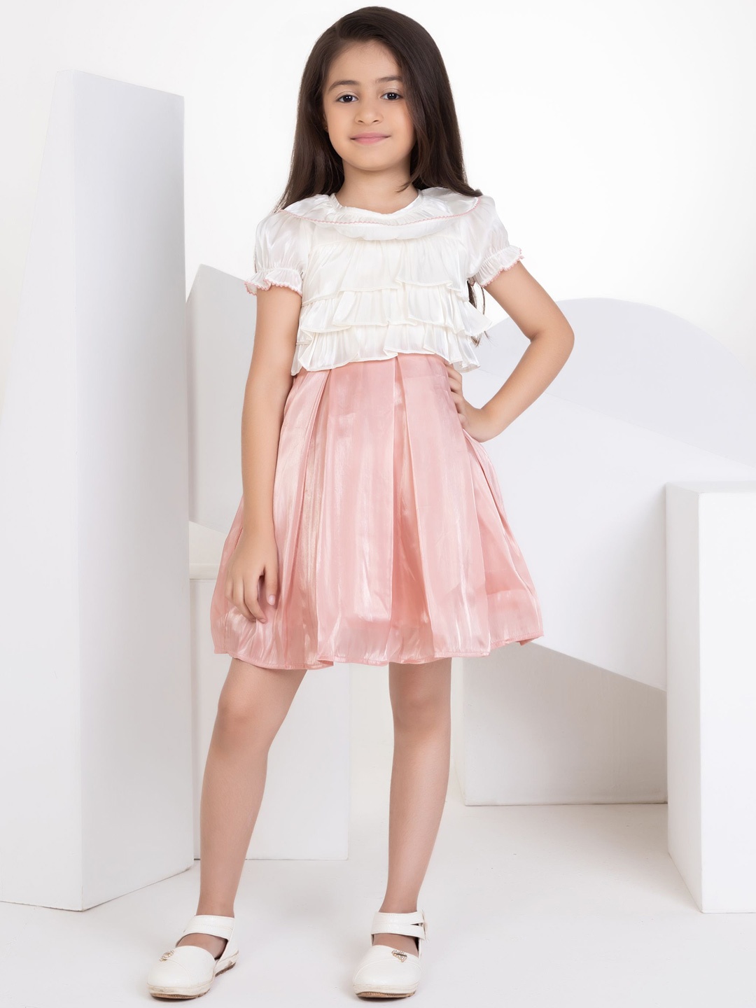 

Peppermint Girls Ruffle A-Line Dress, Peach