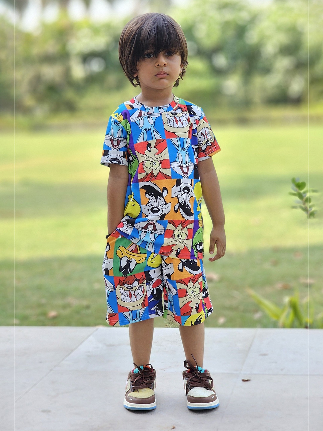 

Emblica Boys Looney Tunes Graphic Printed T-shirt with Shorts, Blue