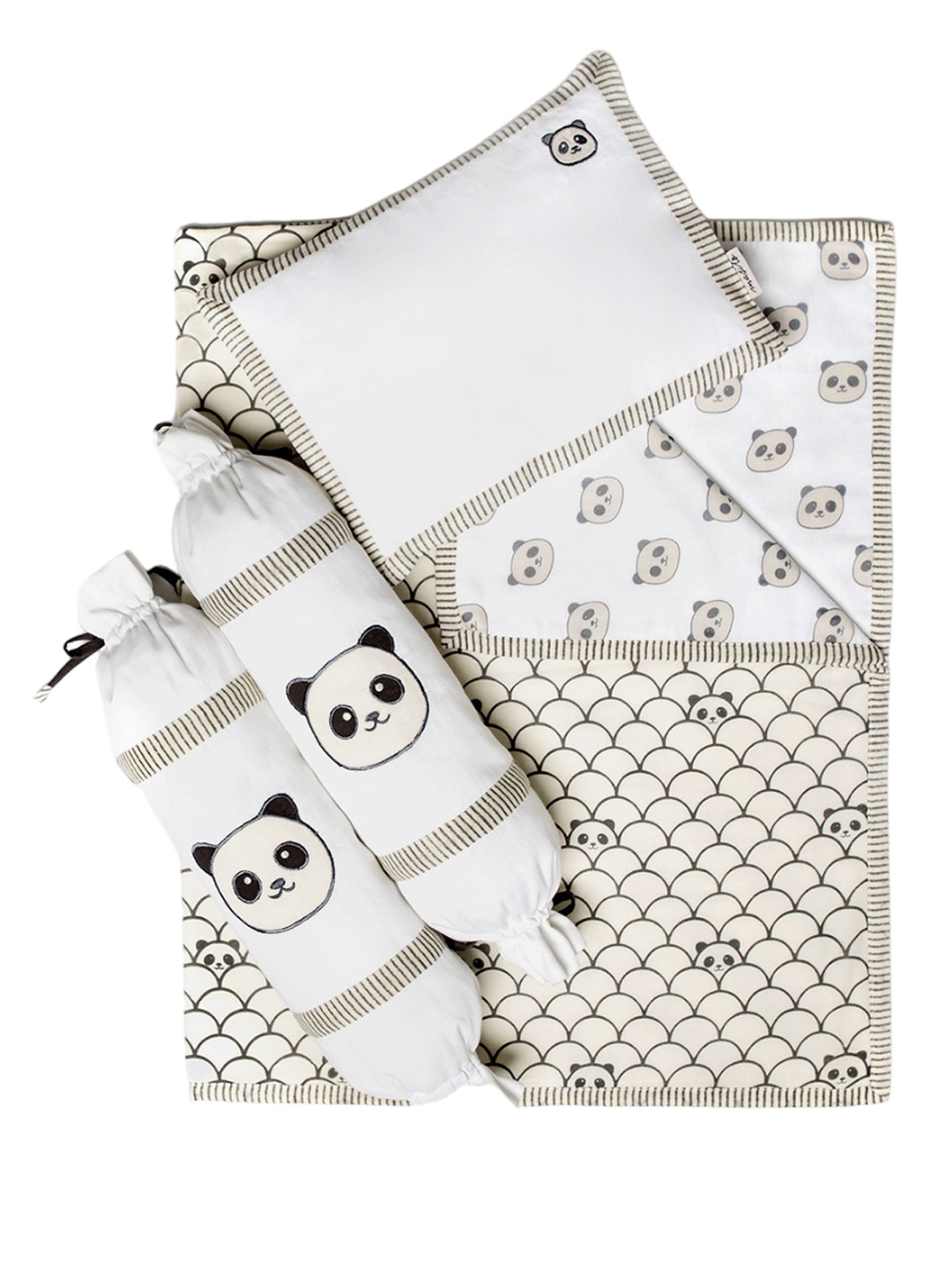 

Masilo Infants Peekaboo Panda Printed Baby Bed Sets, White