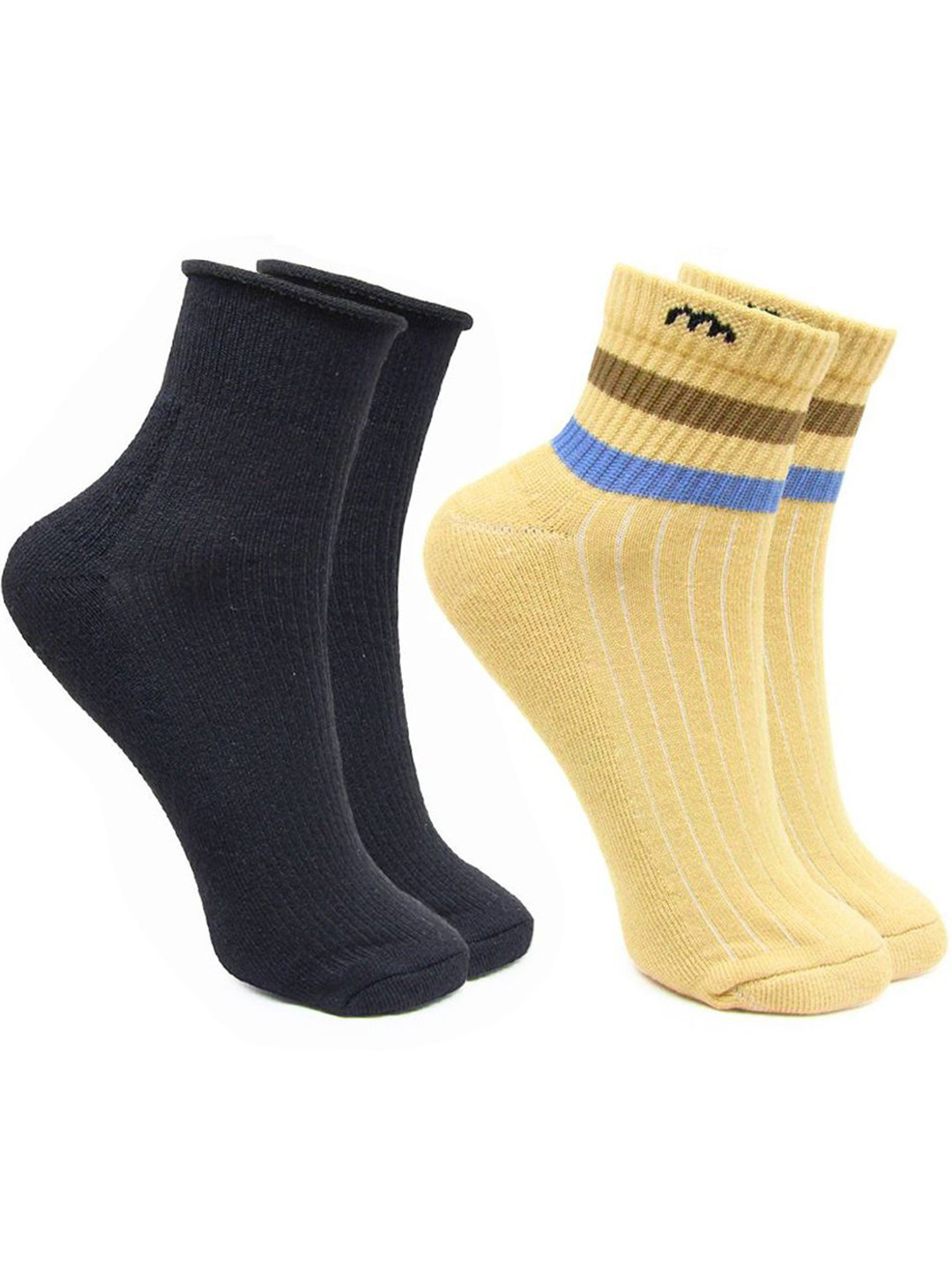 

BAESD Women Pack Of 2 Patterned Ankle-Length Socks, Black