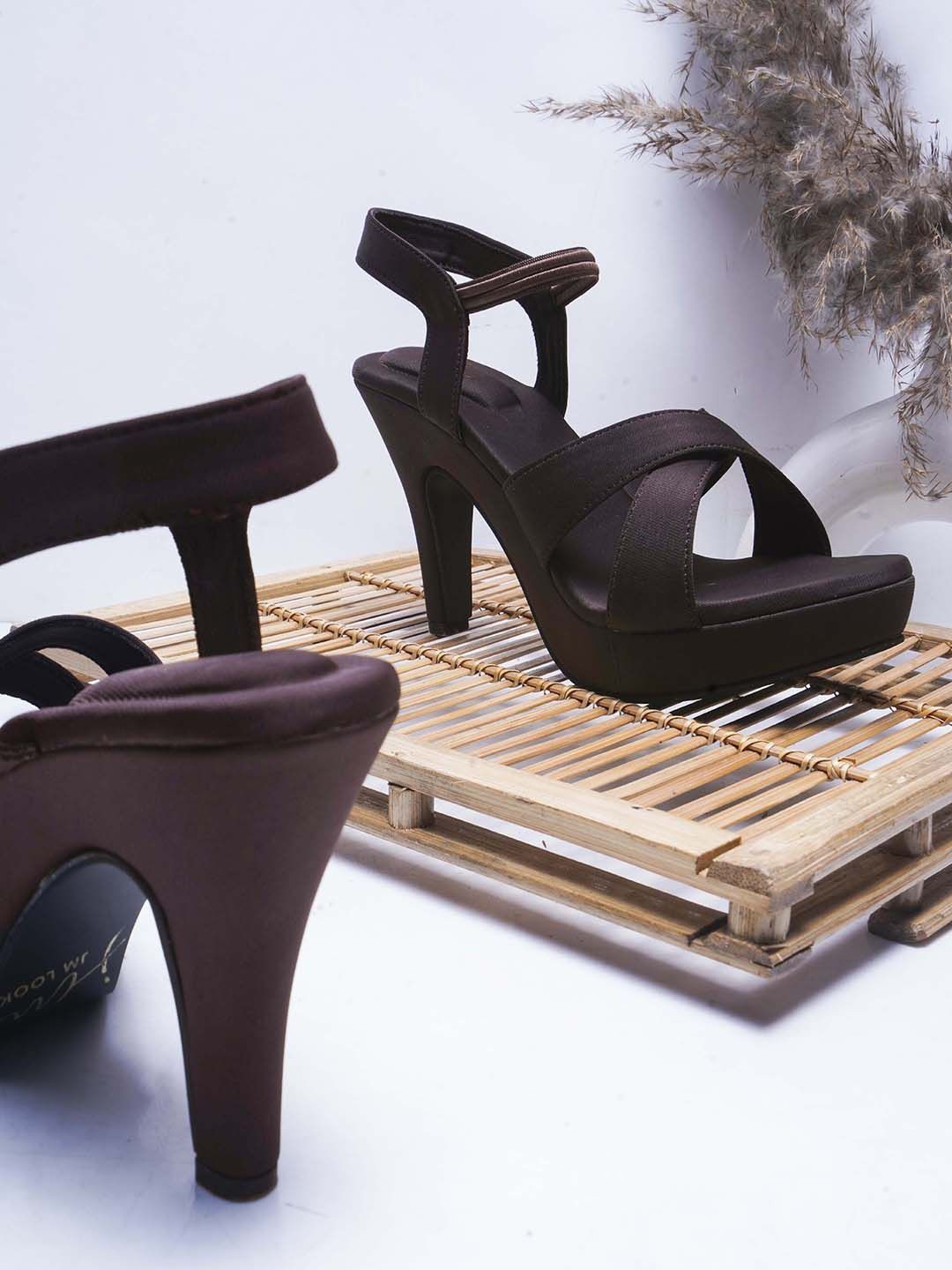 

JM Looks Women Slim Heel Sandals, Brown