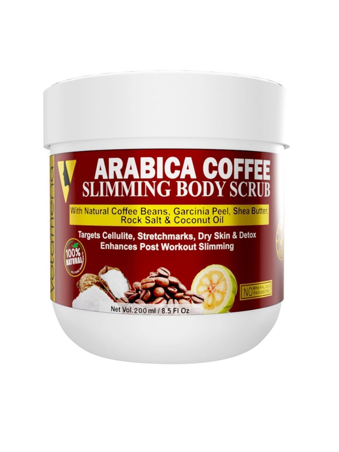 

Volamena Arabica Coffee Slimming Body Scrub - 200 ml, Coffee brown