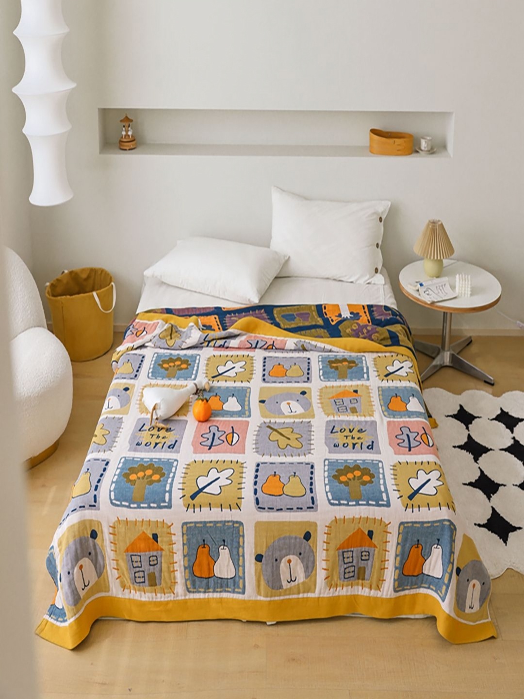 

JC HOME Yellow Cartoon Characters Printed Pure Cotton AC Room 350 GSM Single Bed Quilt