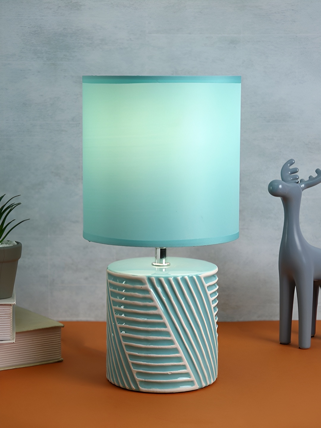 

TAYHAA Blue Ceramic Contemporary Cylindrical Shaped Table Lamp