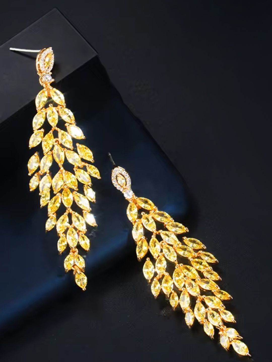 

Peora Gold Plated Cubic Zirconia Studded Drop Earrings