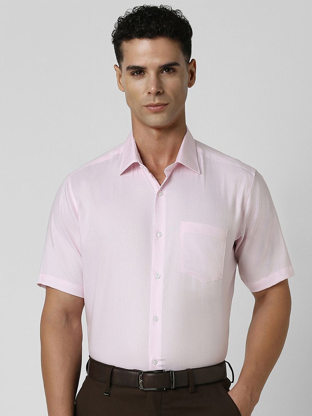 

Van Heusen Men Opaque Printed Formal Shirt, Pink