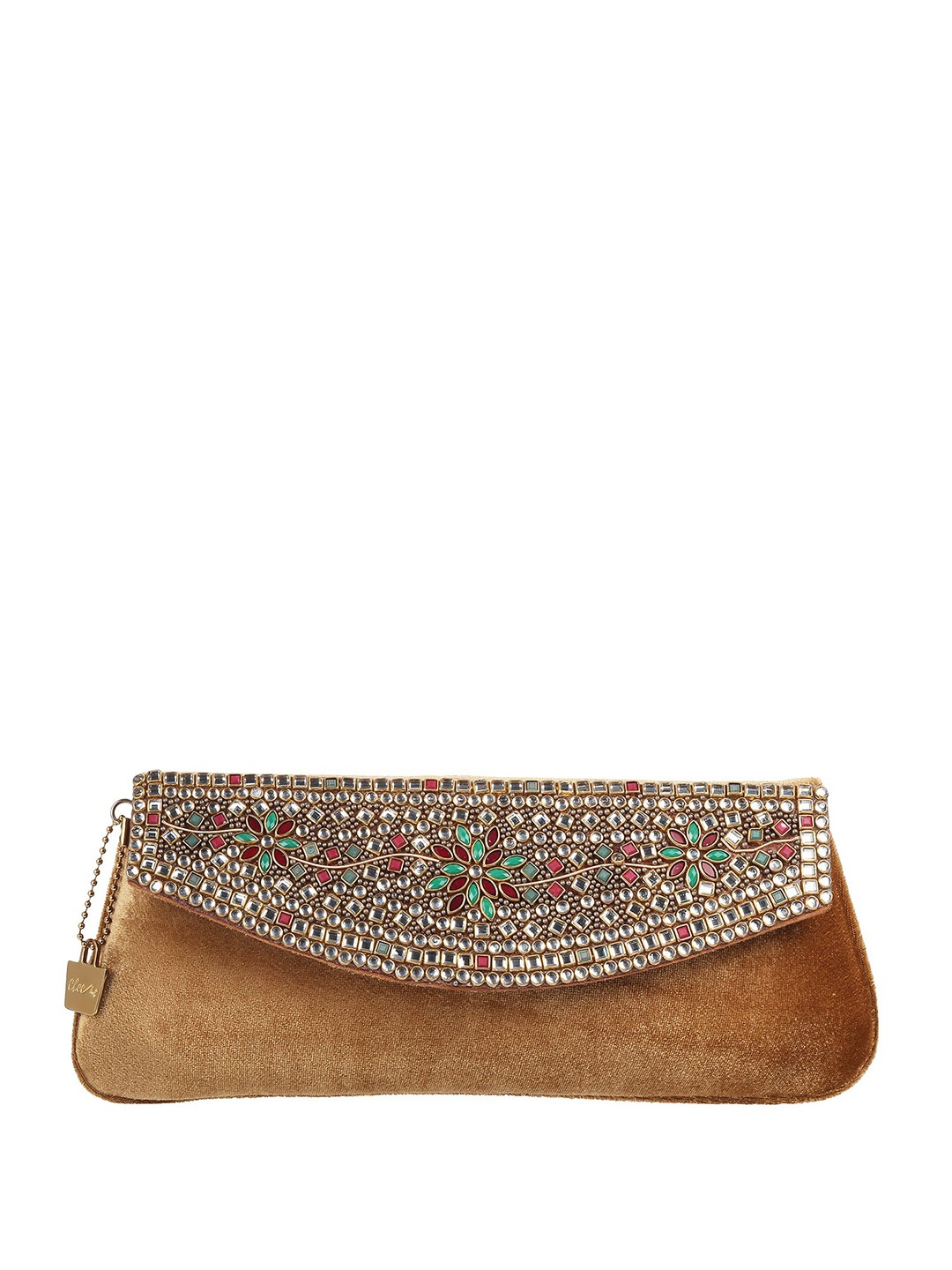 

Cheemo Embellished Envelope Clutch, Gold