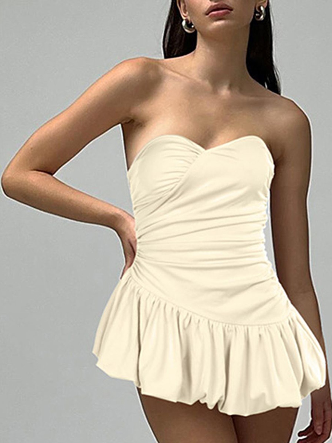 

LULU & SKY Solid Bandeau Mini Dress, Off white