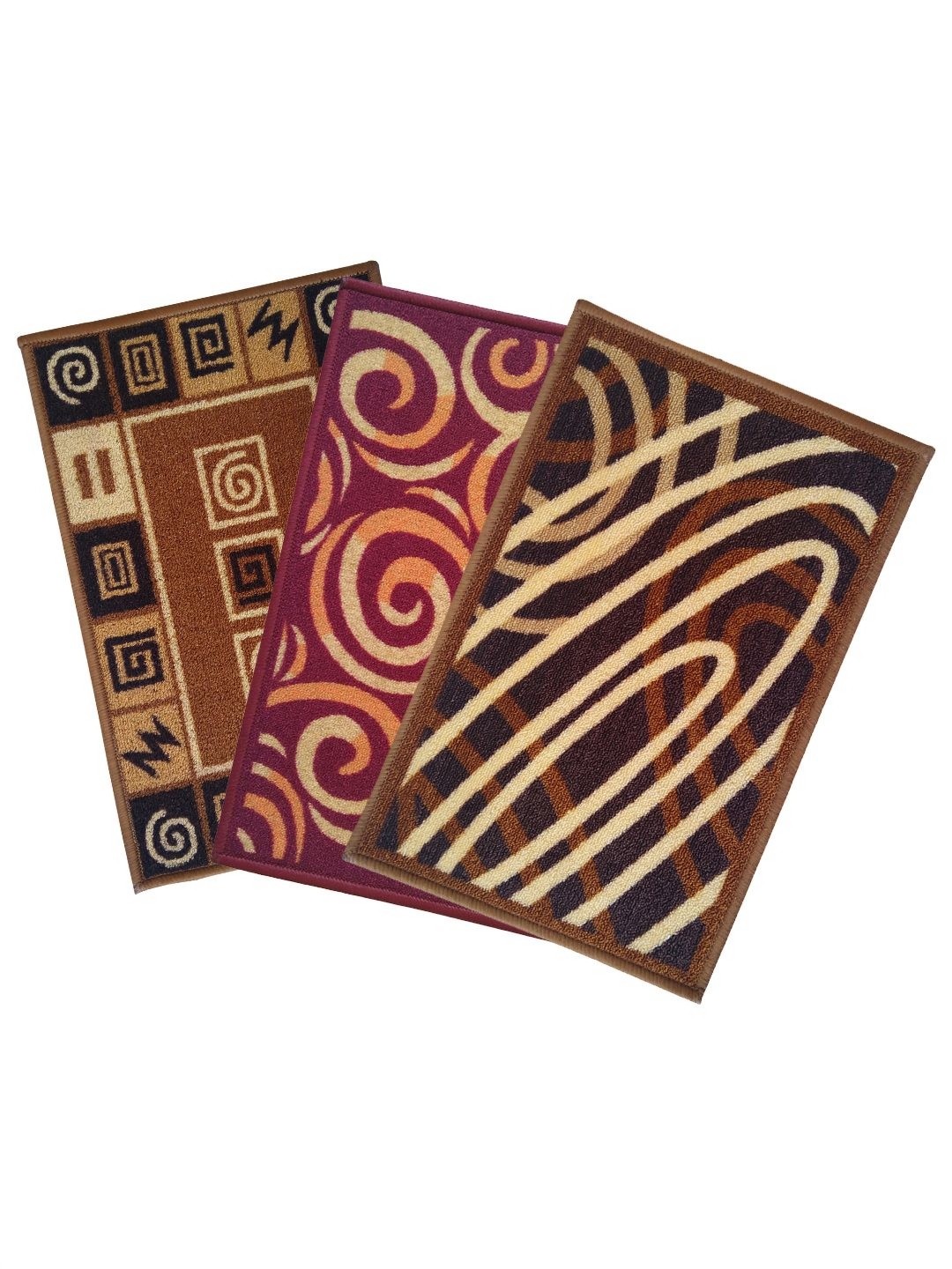 

Aura Brown & Cream-Colored 3 Pieces Anti Slip Doormats