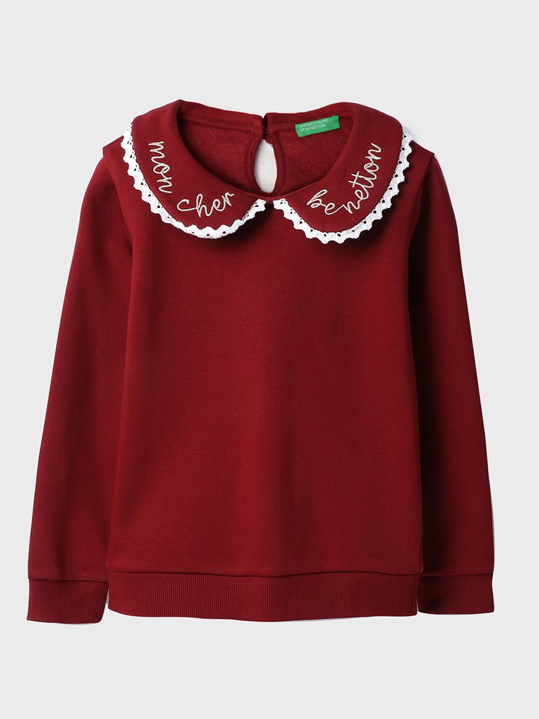 

United Colors of Benetton Girls Embroidered Typography Sweatshirt, Maroon