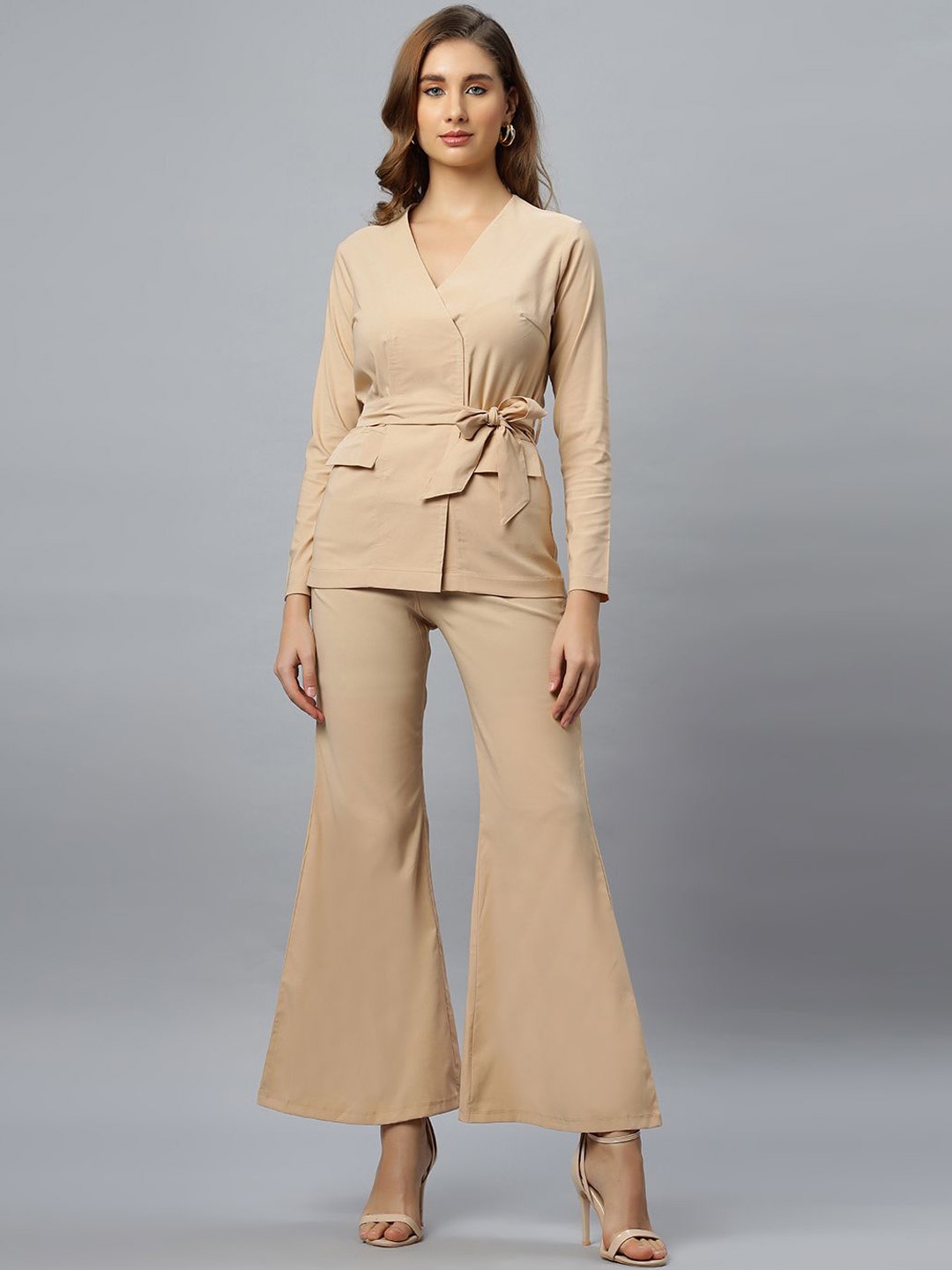 

PEACH & PANDA Belted Blazer With Trousers, Beige