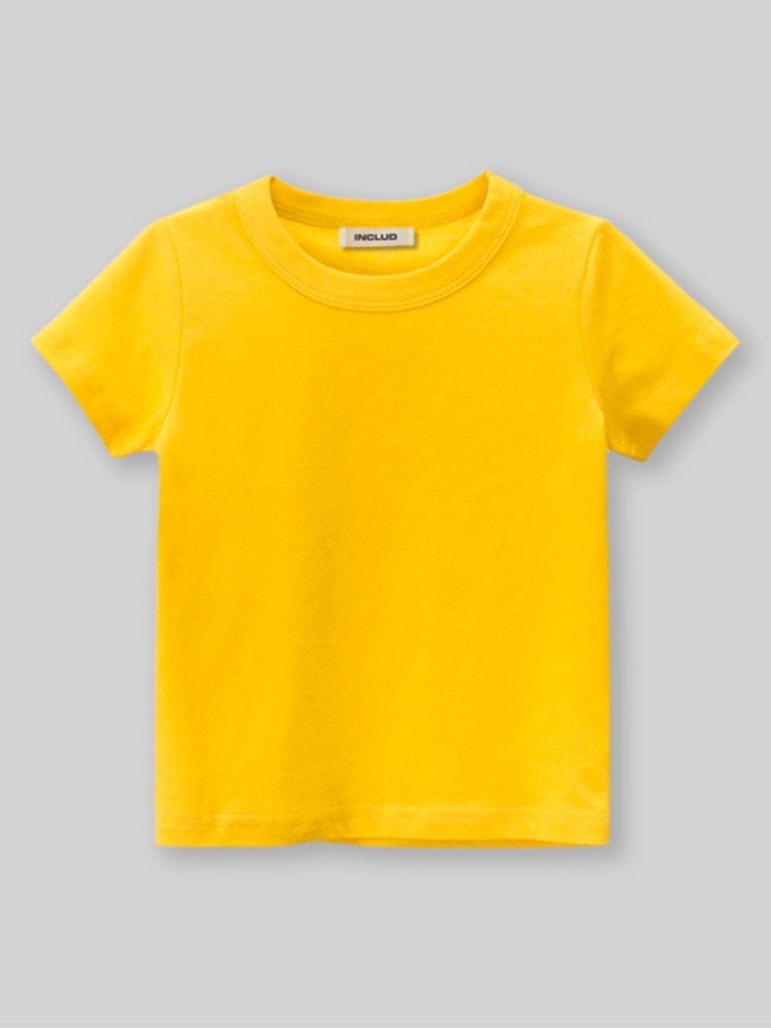 

INCLUD Boys Solid Round Neck Cotton T-shirt, Yellow