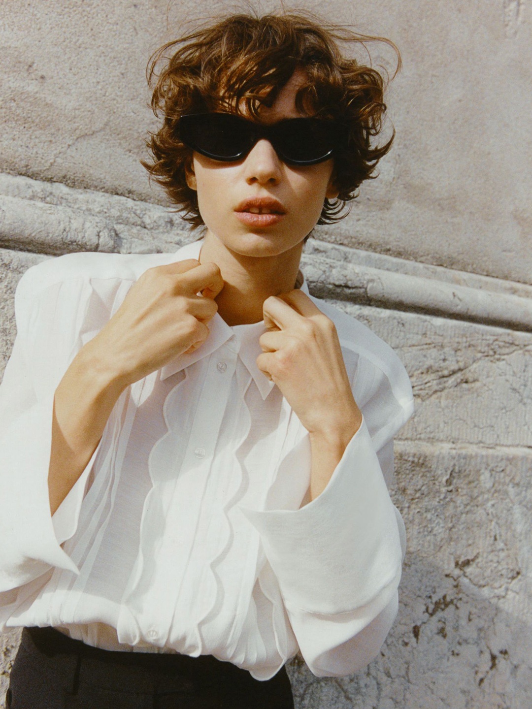 

H&M Pleat-Front Shirt, White