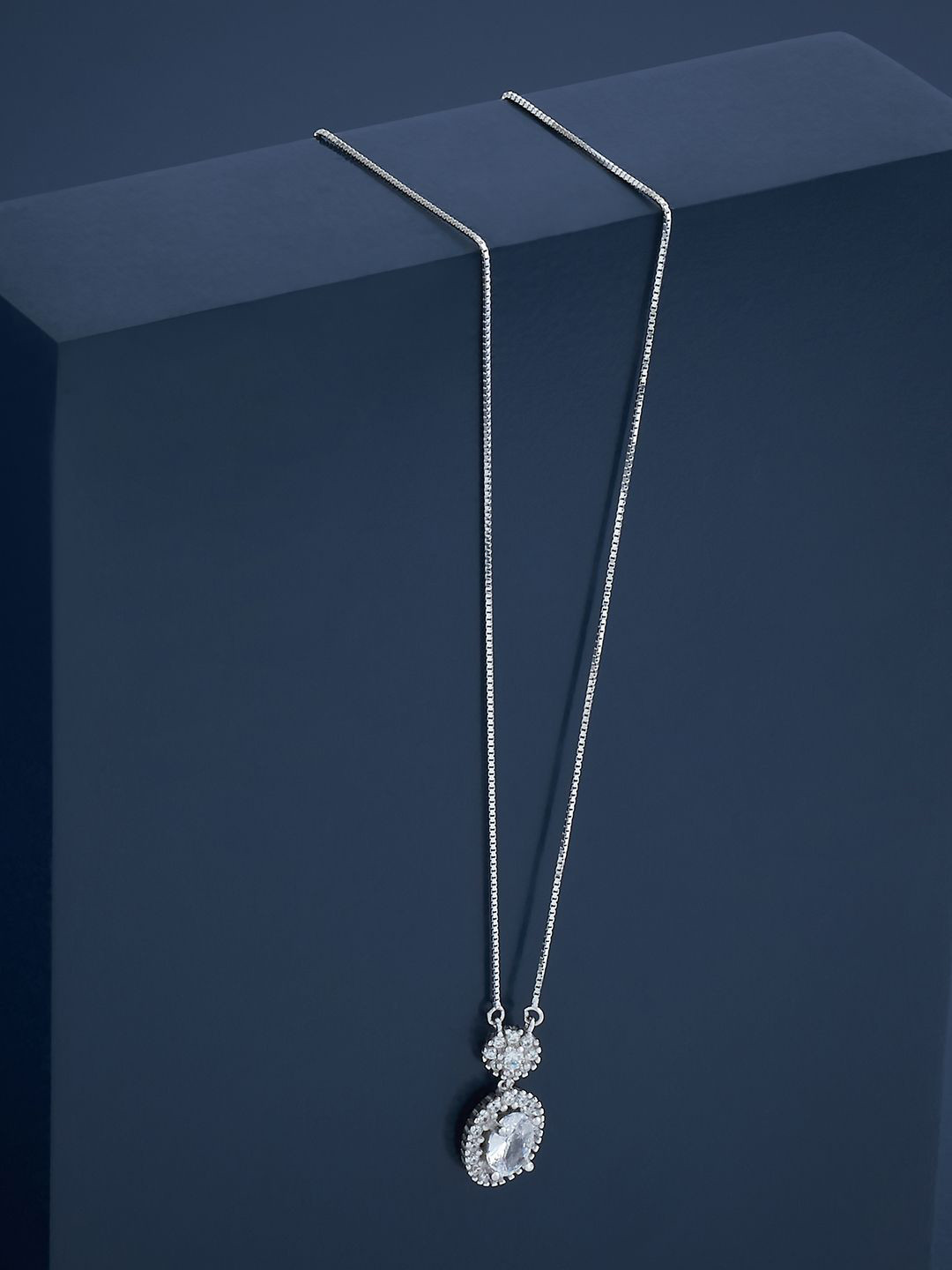 

Kushal's Fashion Jewellery Rhodium Plated 92.5 Pure Silver Cubic Zirconia Necklace