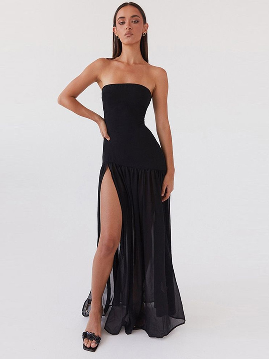 

LULU & SKY Solid Maxi Dress, Black