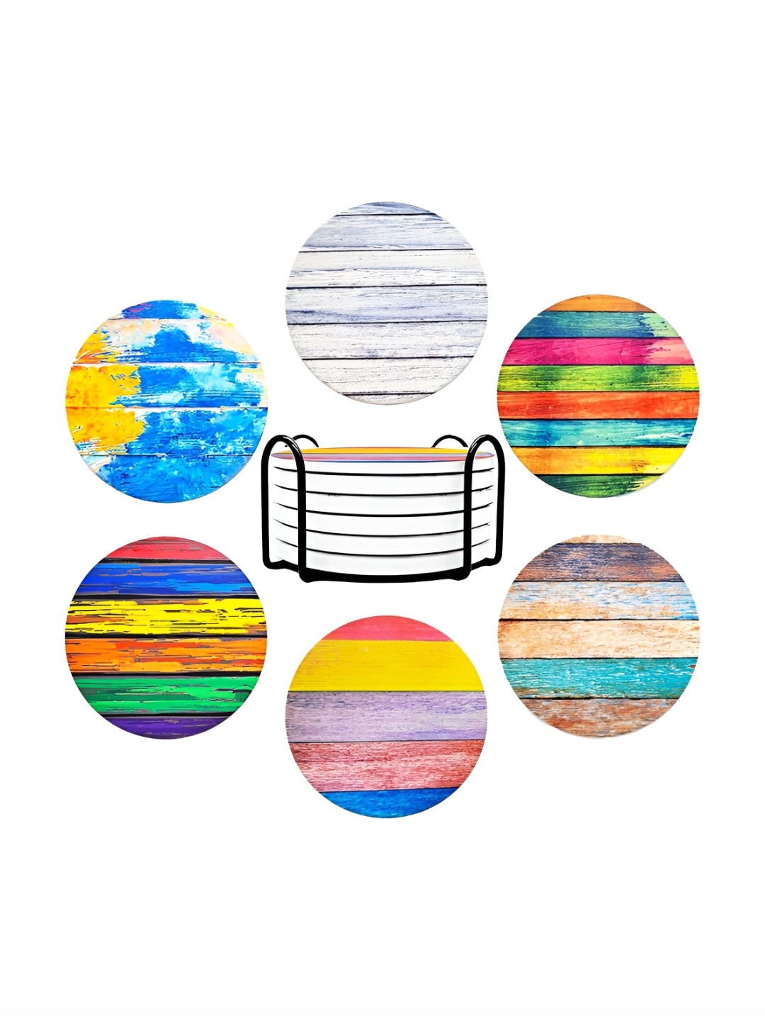 

Ekhasa Yellow & Blue 6 Pieces Printed Ceramic Coasters