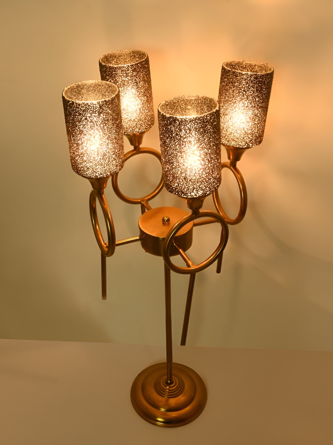 

Afast Black & Gold Toned Textured Contemporary Cylinder Shaped Glass Table Lamp