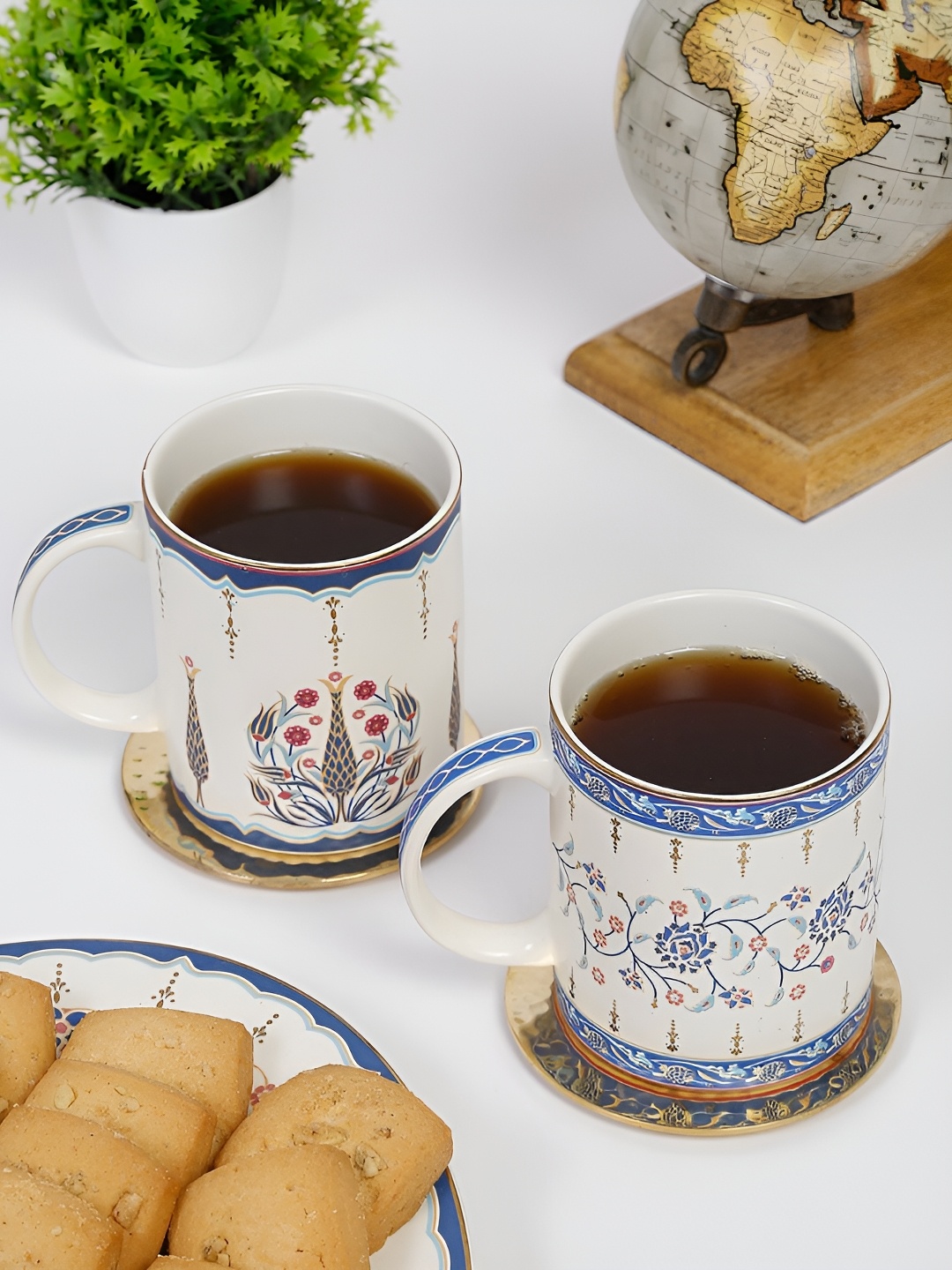 

Fabindia Lavanya White & Blue 2 Pieces Printed Ceramic Glossy Mugs 280 ml Each