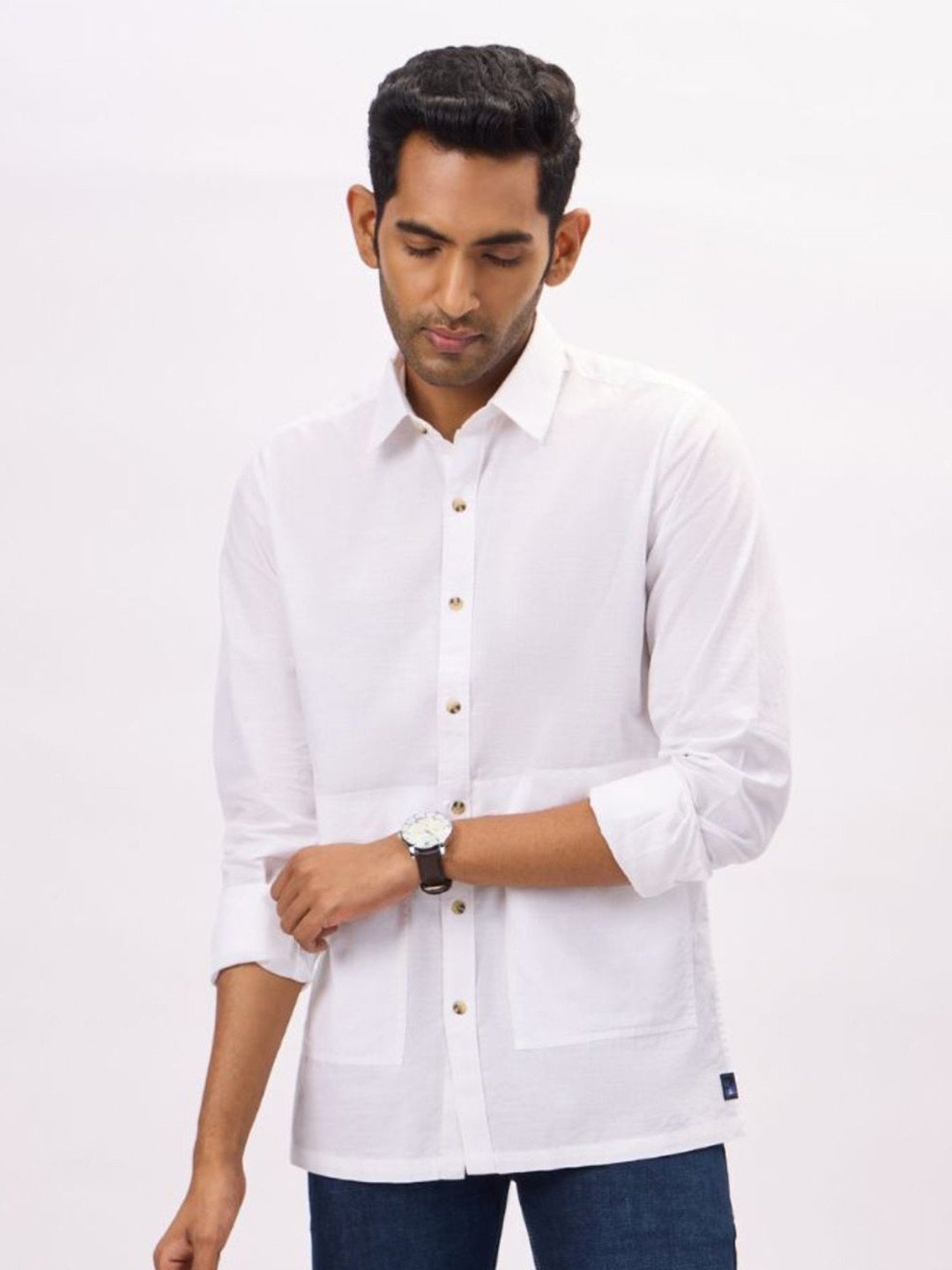 

Bombay High Men Slim Fit Opaque Casual Shirt, White