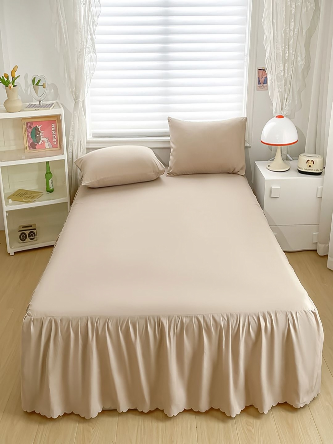 

JC HOME Khaki 150 TC Fitted Single Bedsheet with 1 Pillow Covers