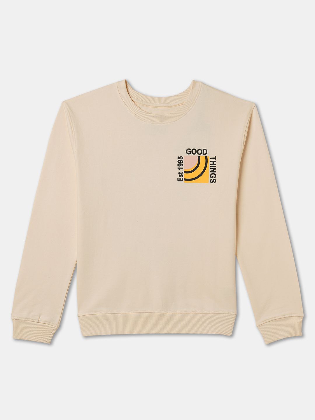 

R&B Boys Graphic Printed Sweatshirt, Beige
