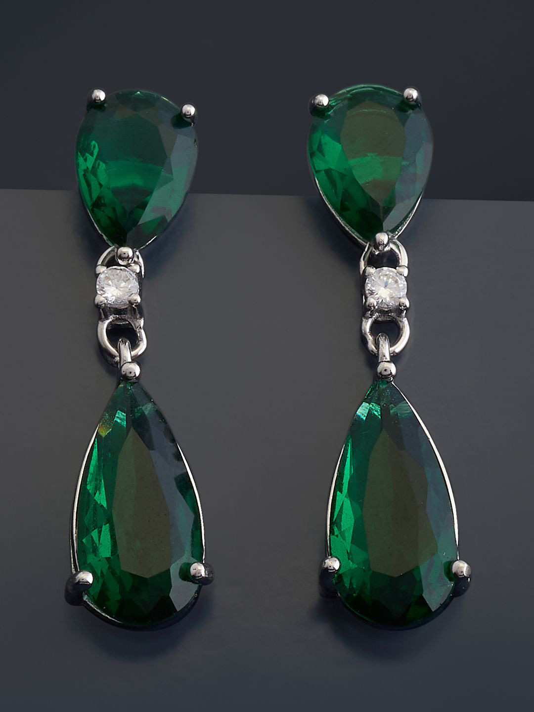 

Kushal's Fashion Jewellery Sterling Silver Cubic Zirconia Rhodium-Plated Drop Earrings
