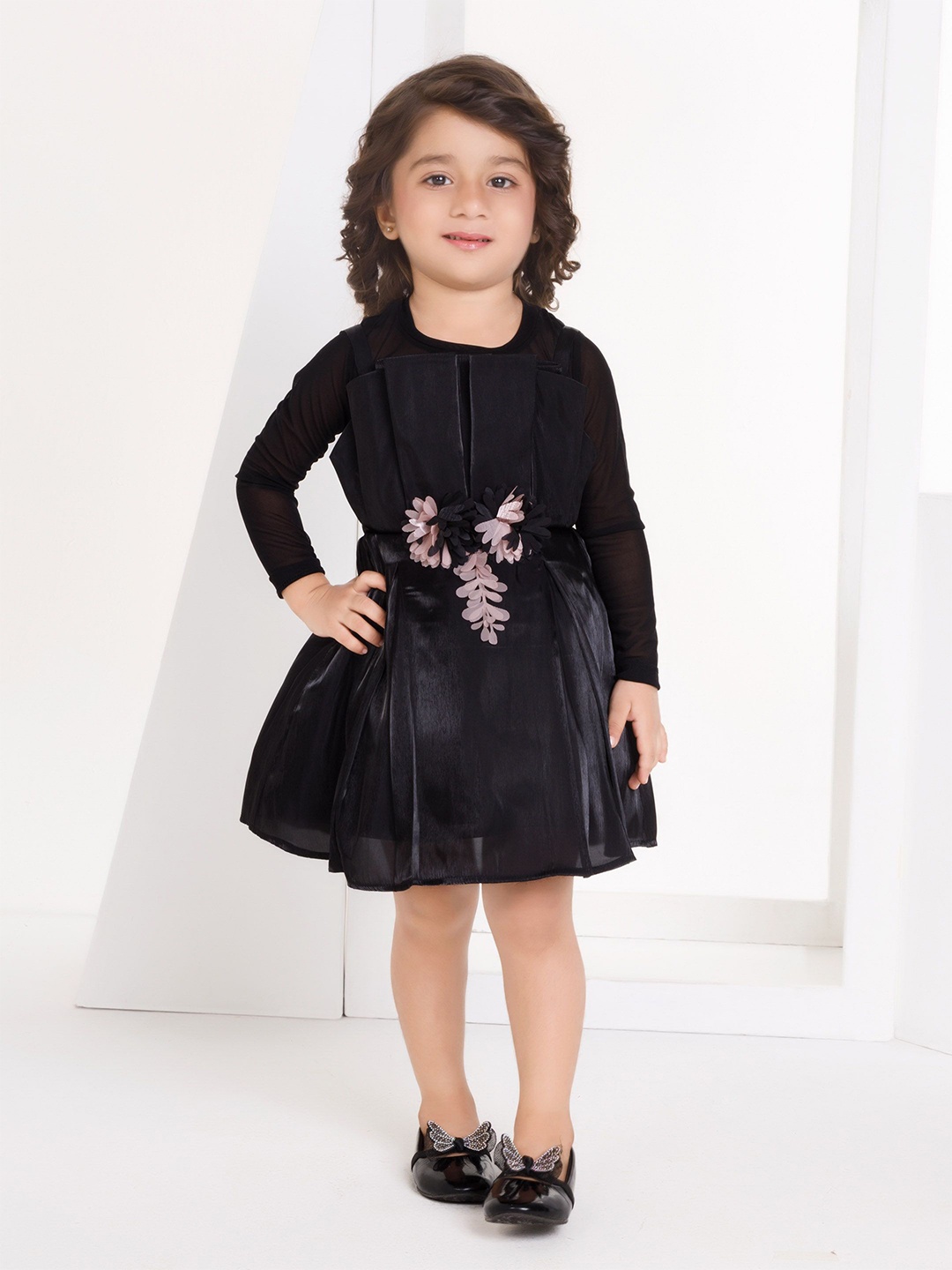 

Peppermint Girls Solid Fit & Flare Dress, Black