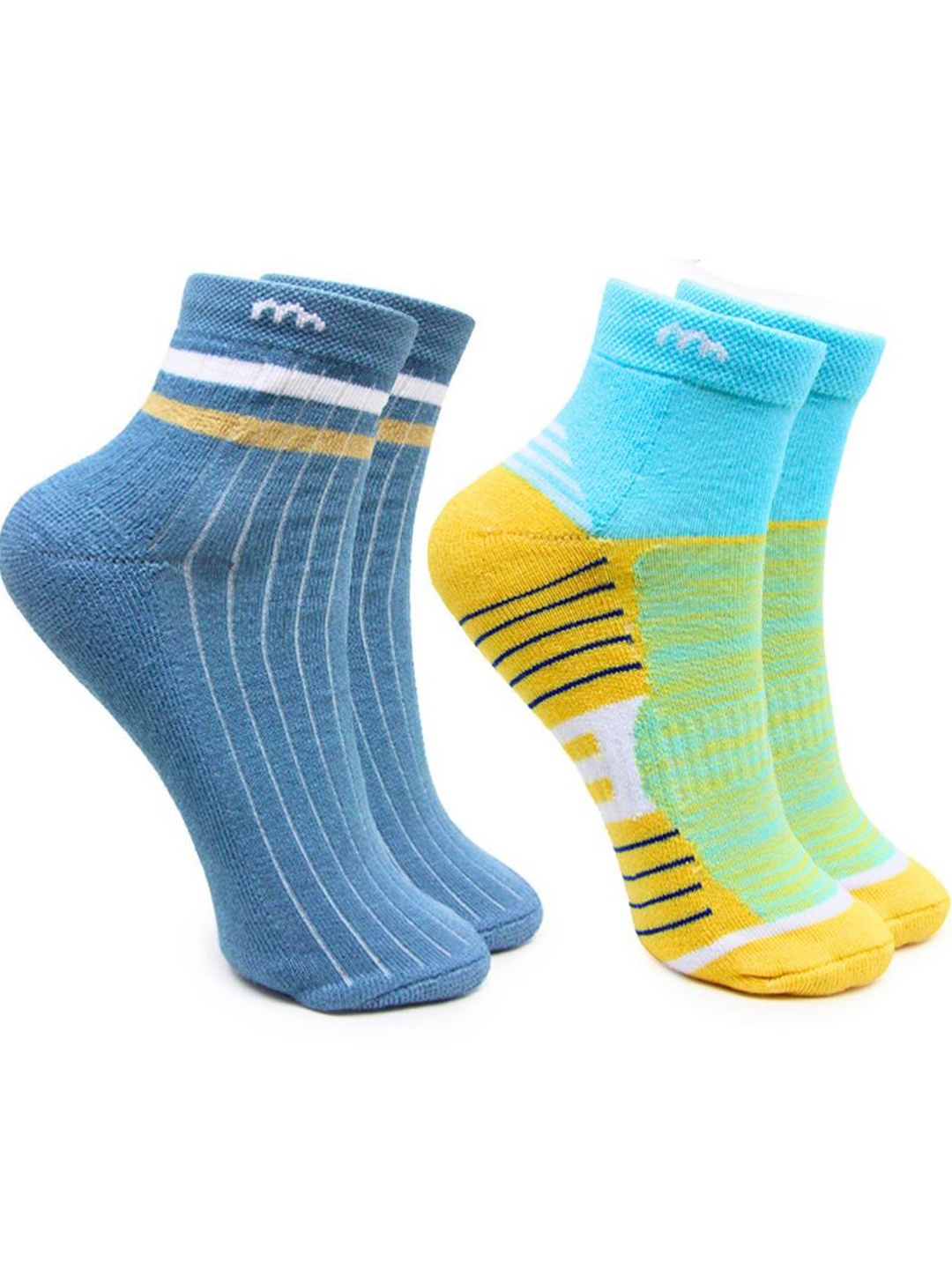 

BAESD Women Pack Of 2 Striped Ankle-Length Socks, Yellow