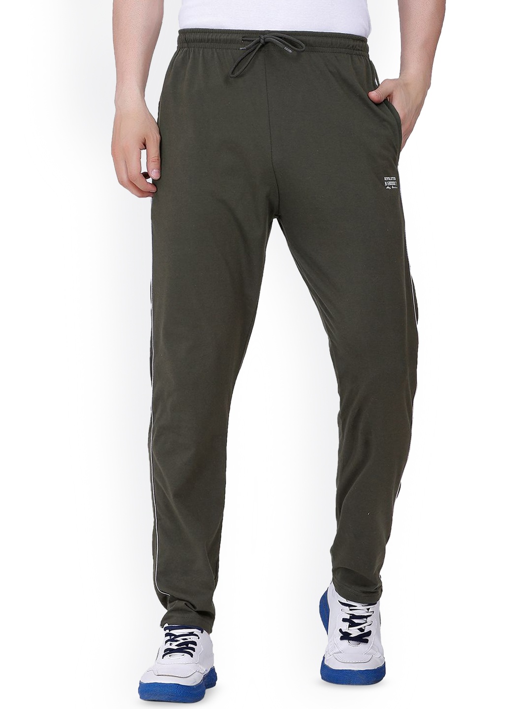 

ARRAY Men Cotton Relaxed-Fit Track Pants, Olive