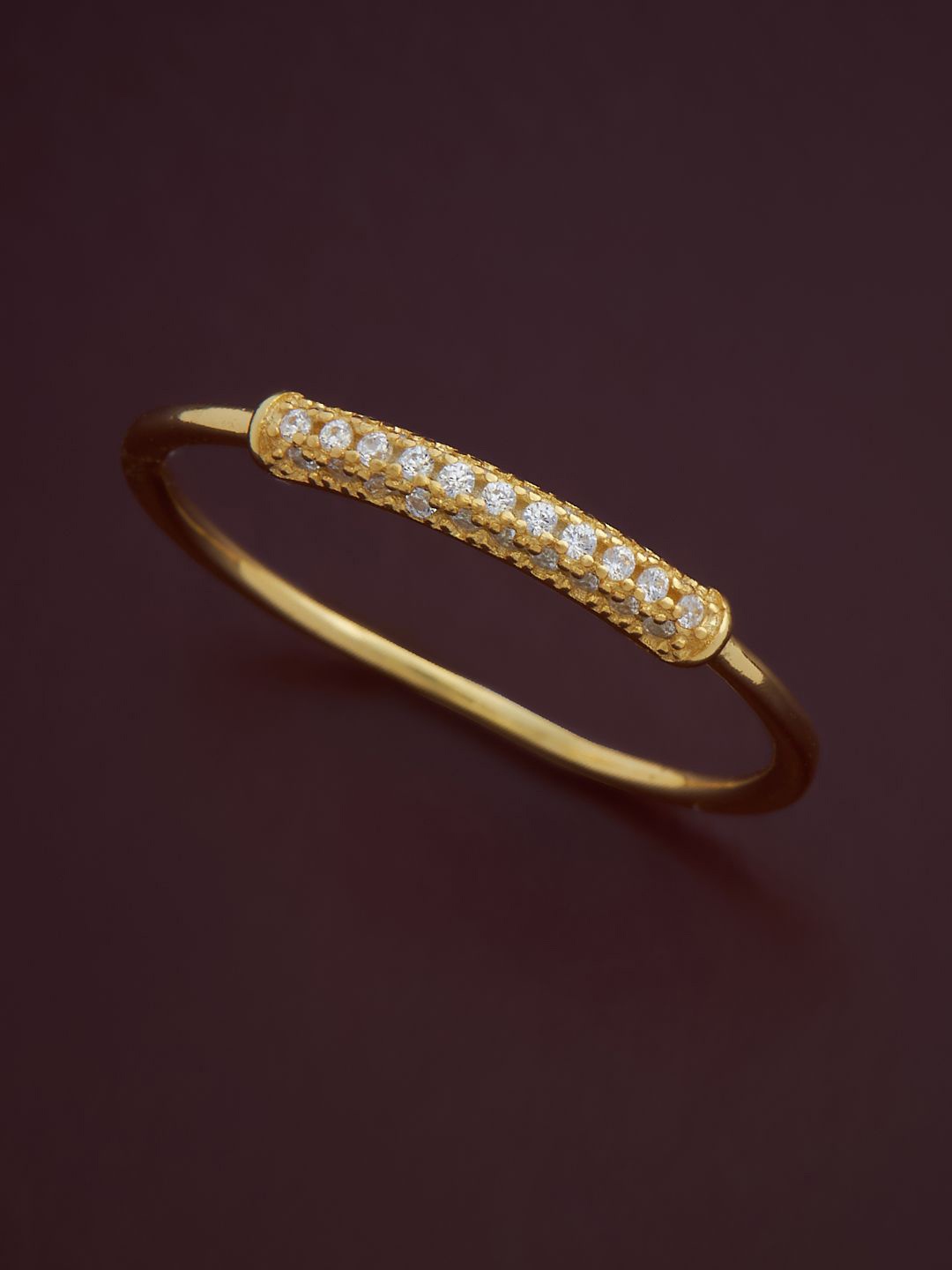 

Kushal's Fashion Jewellery Sterling Silver Cubic Zirconia Gold-Plated Finger Ring