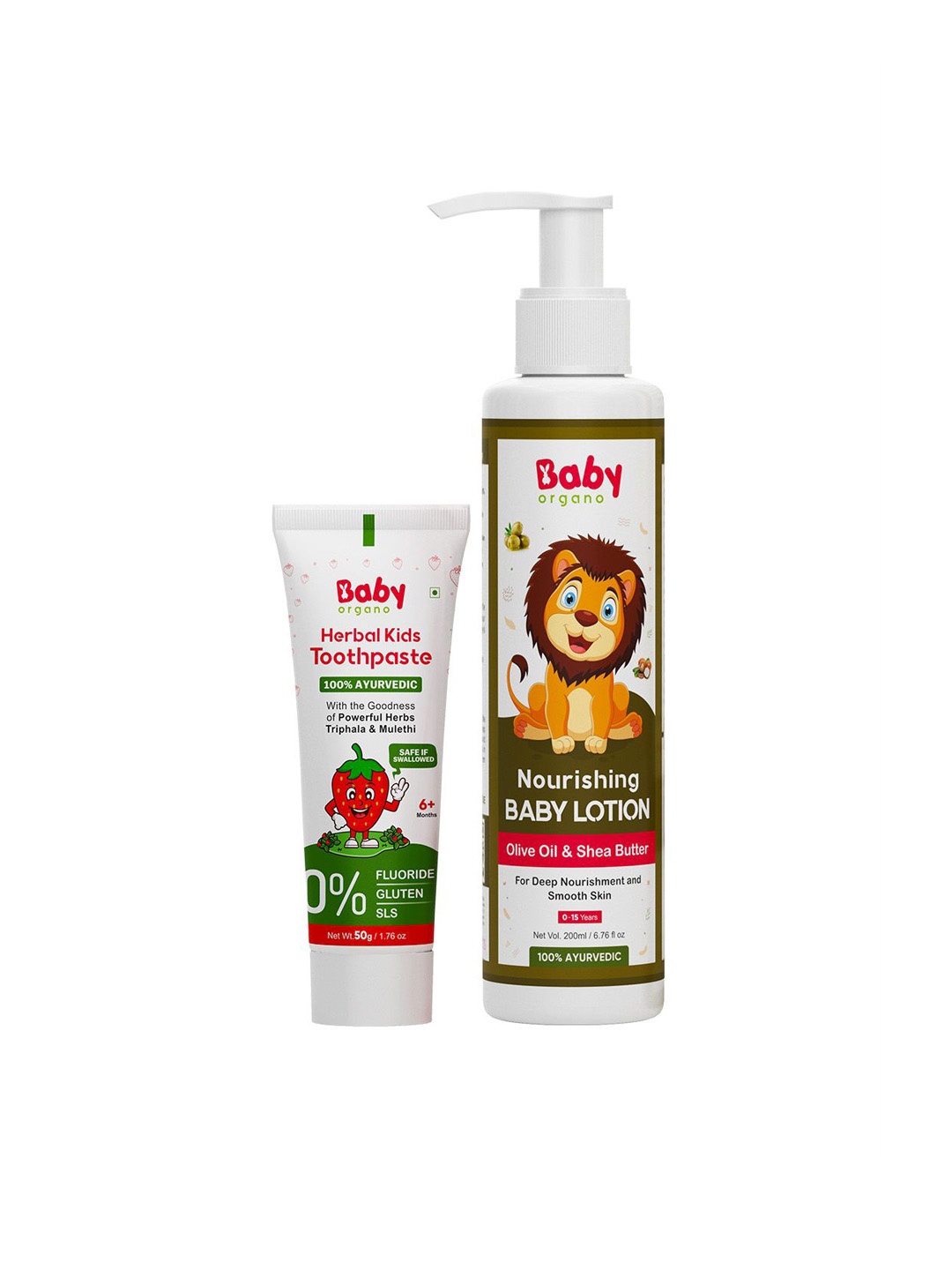 

BABYORGANO Herbal Organic Toothpaste With Baby Lotion-200ml, Green