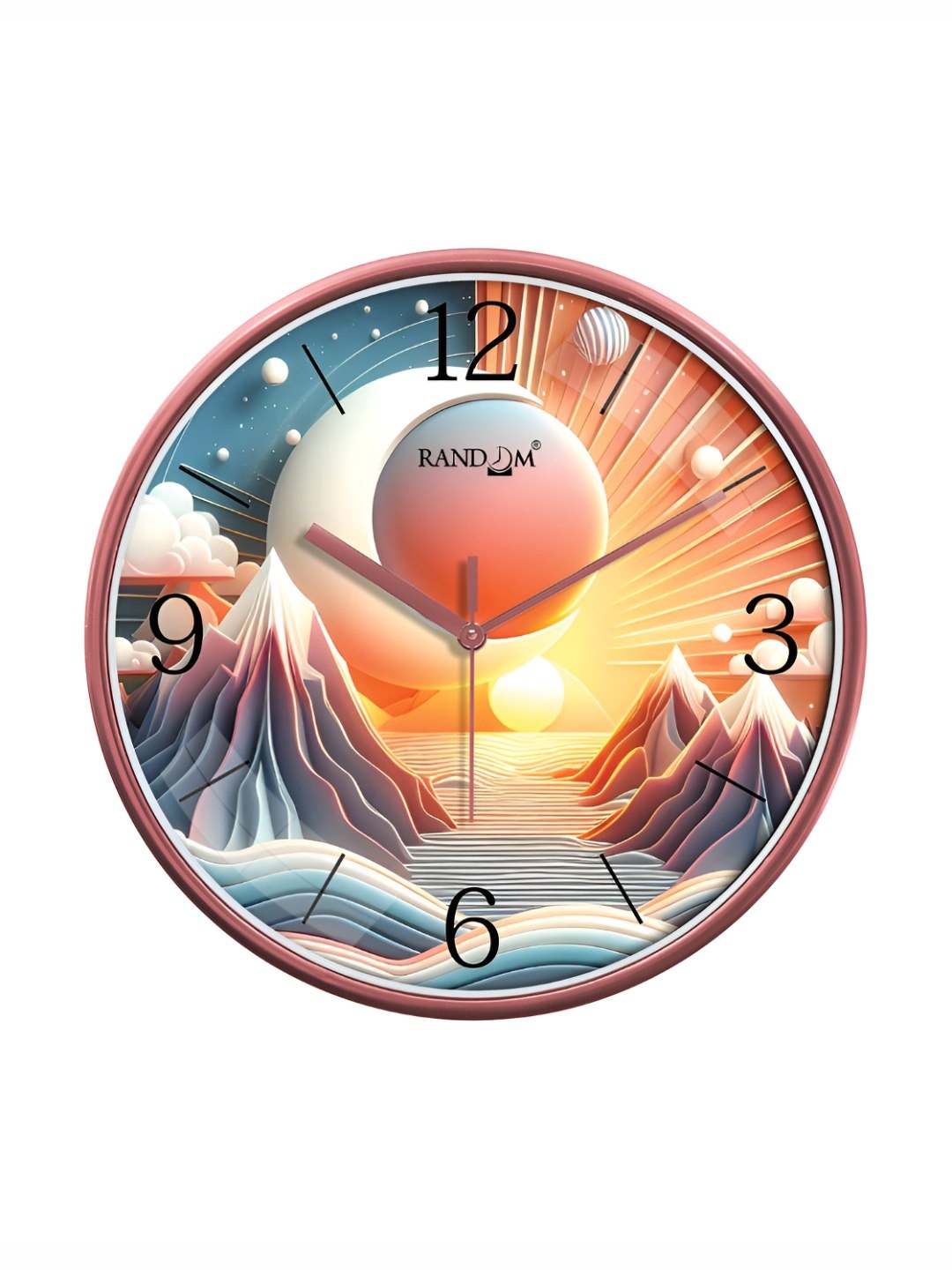 

RANDOM Printed Round Shaped Sweep Silent Movement Contemporary Wall Clock, Blue