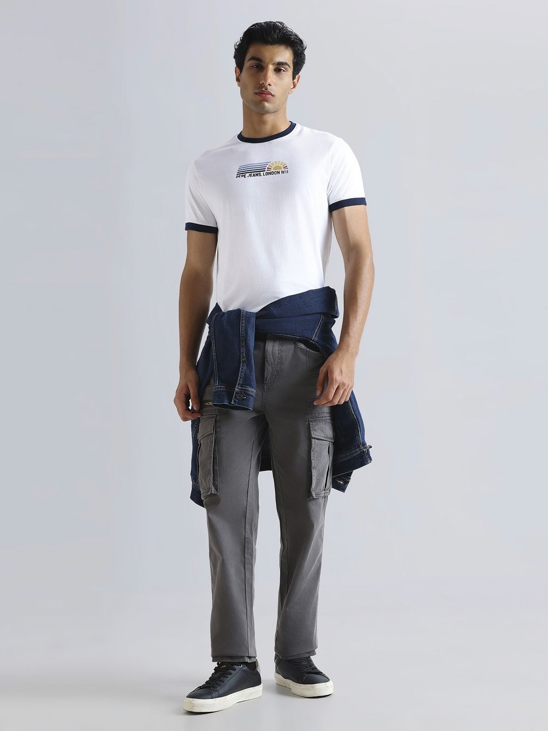 

Pepe Jeans Men Typography Printed Round Neck Pure Cotton Slim Fit T-shirt, White