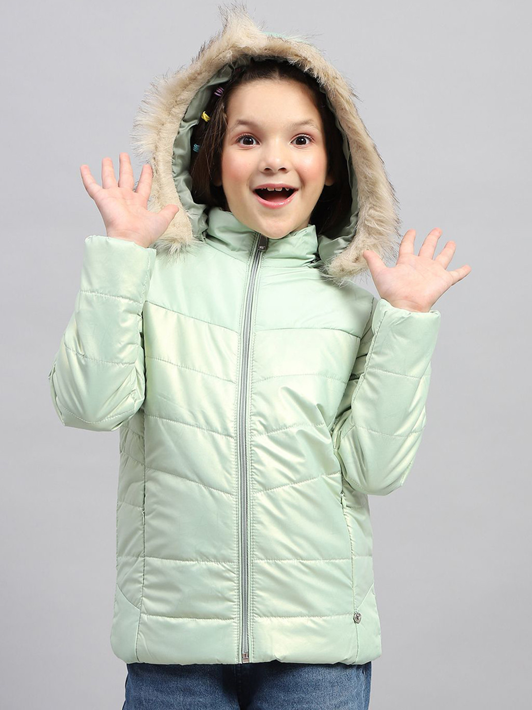 

Monte Carlo Girls Solid Hooded Parka Jacket, Sea green