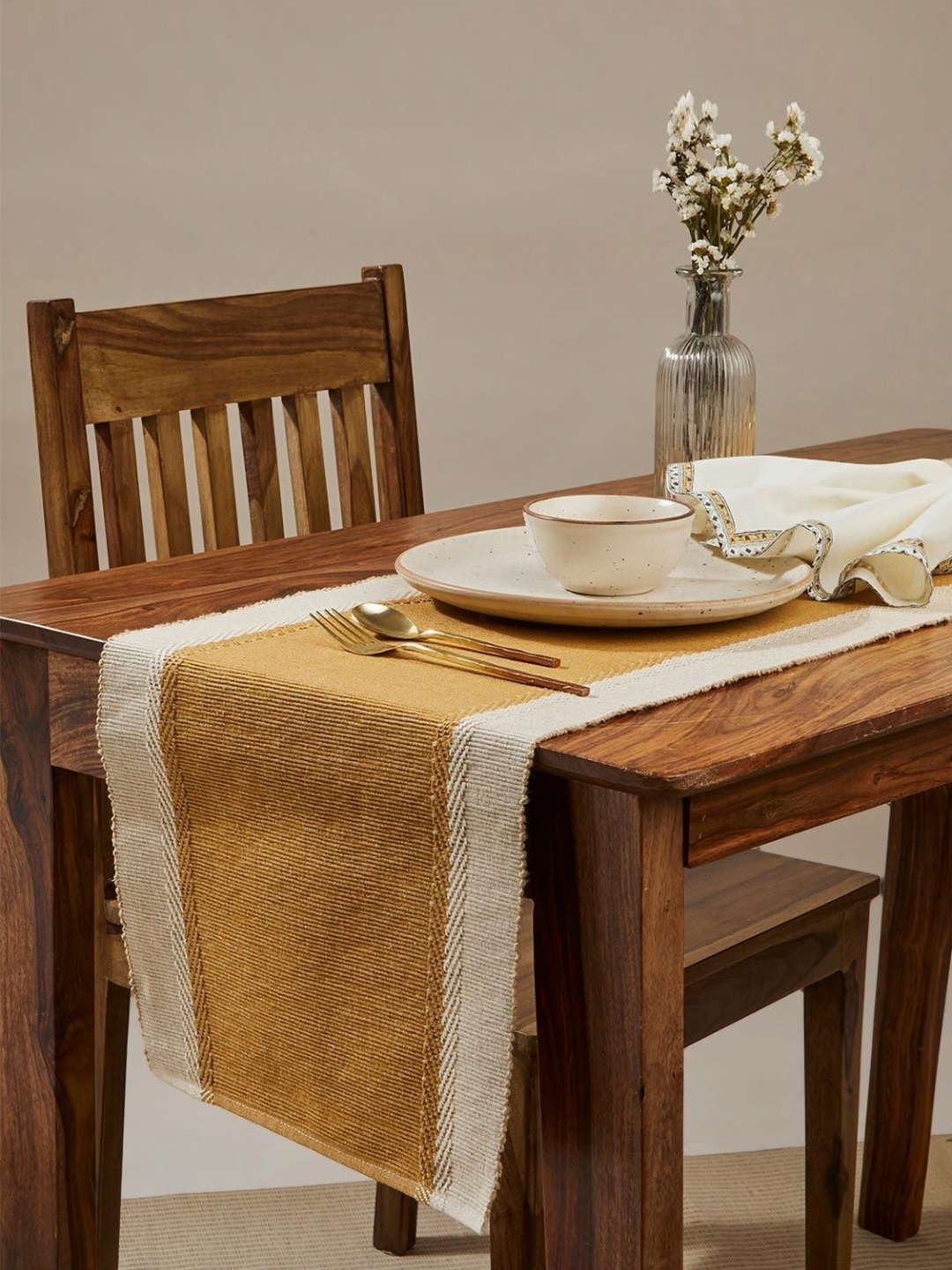 

Fabindia Yellow Pure Cotton Table Runner
