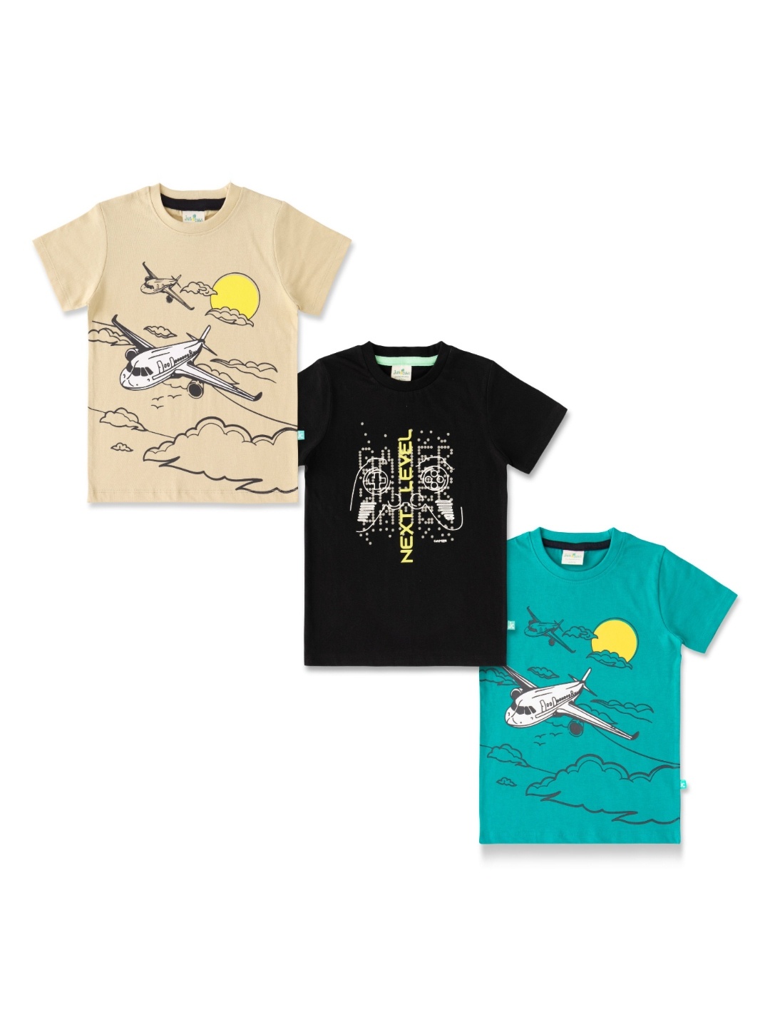 

JusCubs Boys 3 Printed Extended Sleeves Applique T-shirt, Multi