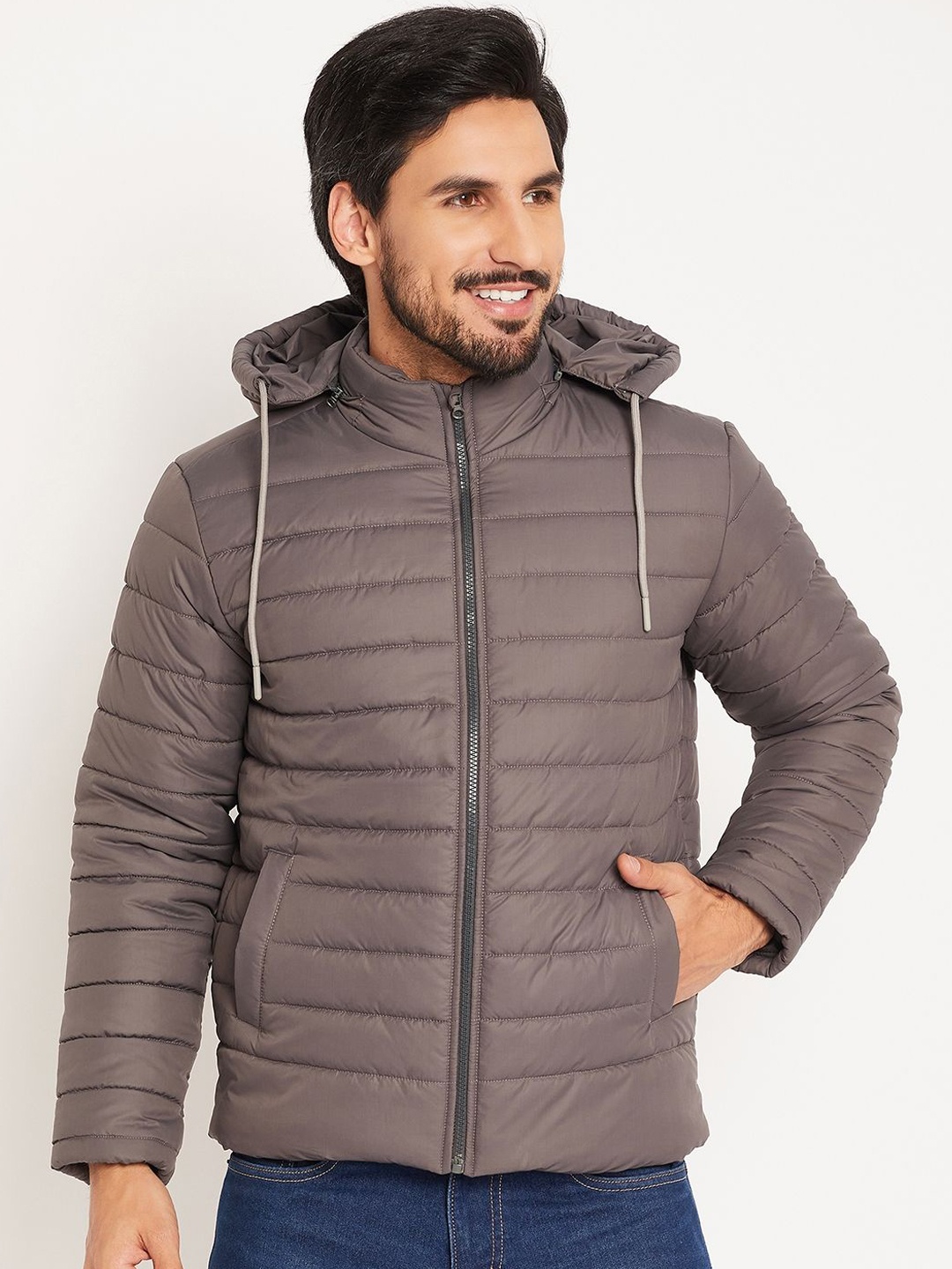 

VERO AMORE Men Solid Hooded Quilted Jacket, Grey