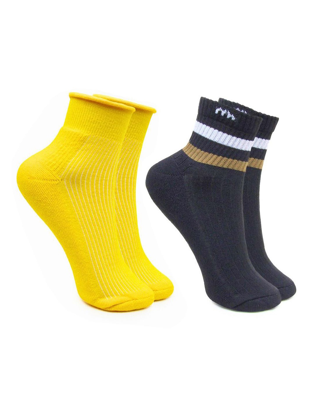 

BAESD Women Pack Of 2 Patterned Ankle Length Socks, Yellow