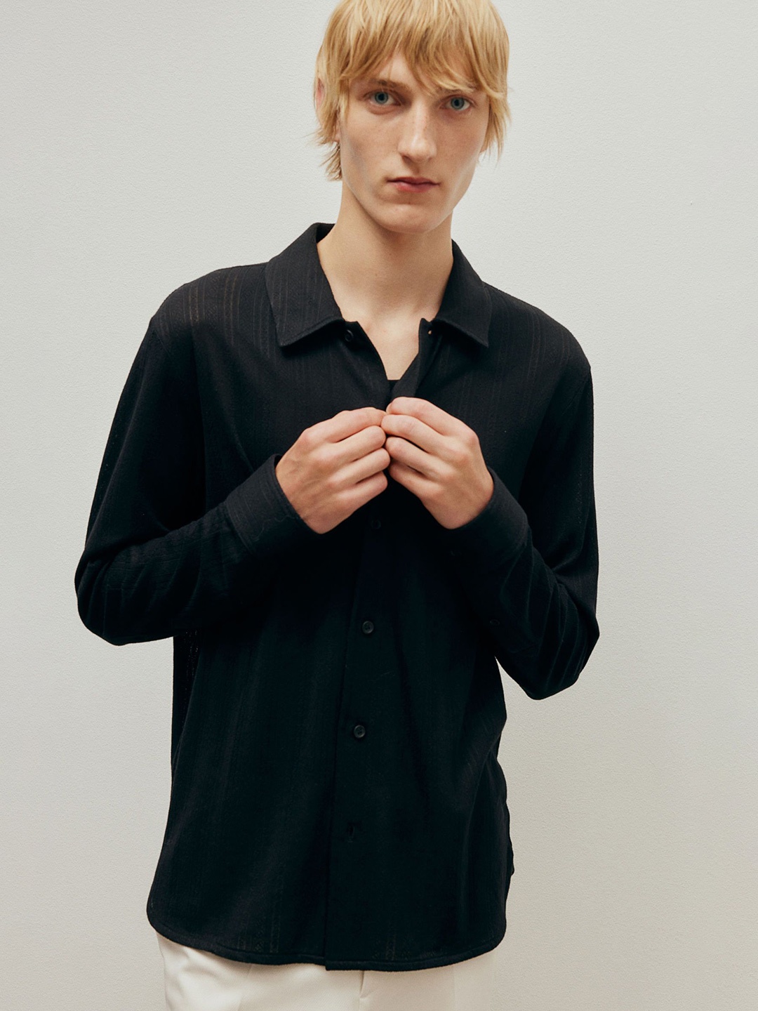 

H&M Lace Jersey Shirt, Black