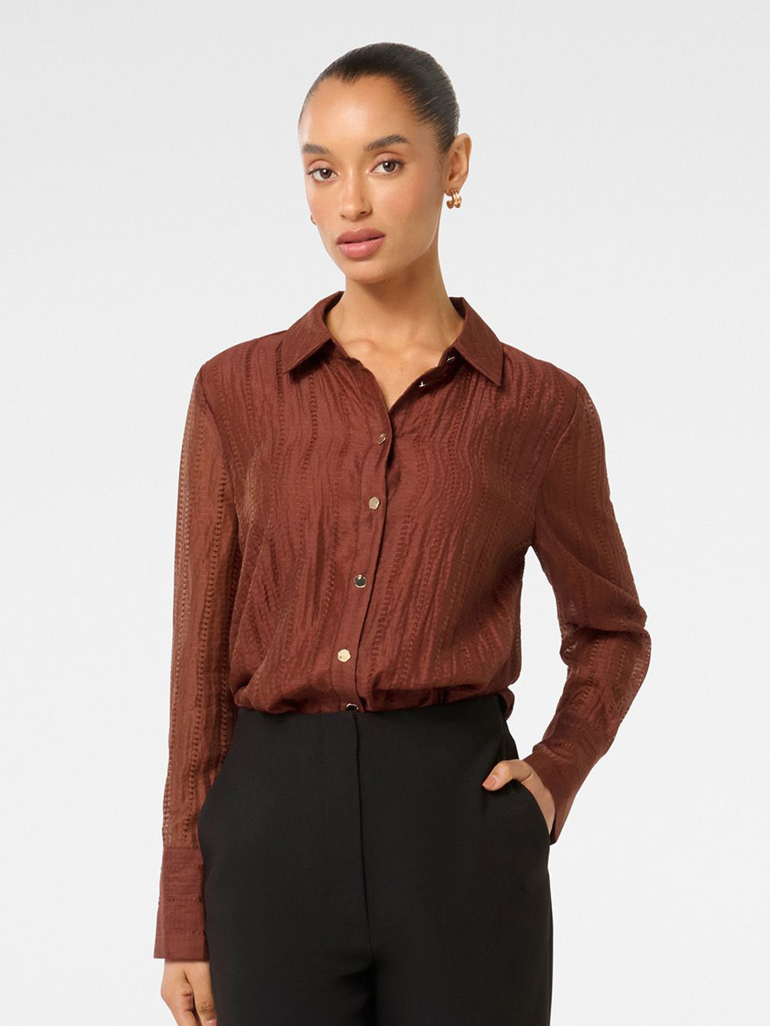 

Forever New Women Smart Opaque Casual Shirt, Brown