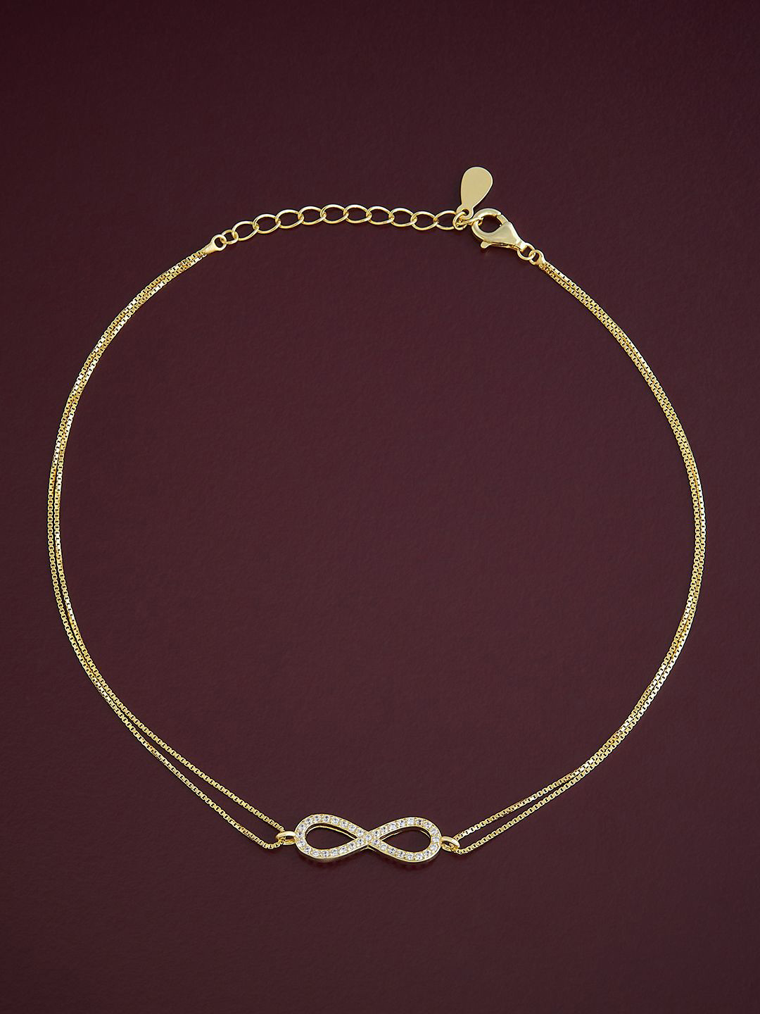 

Kushal's Fashion Jewellery 92.5 Pure Silver Gold-Plated Stones Studded Anklet