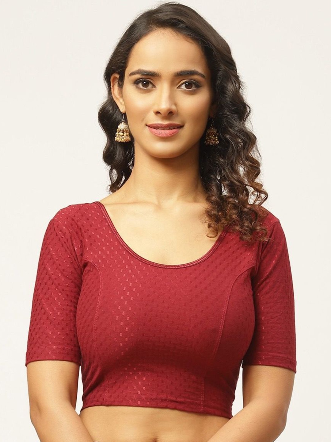 

Fressia Fabrics Woven Design Saree Blouse, Maroon