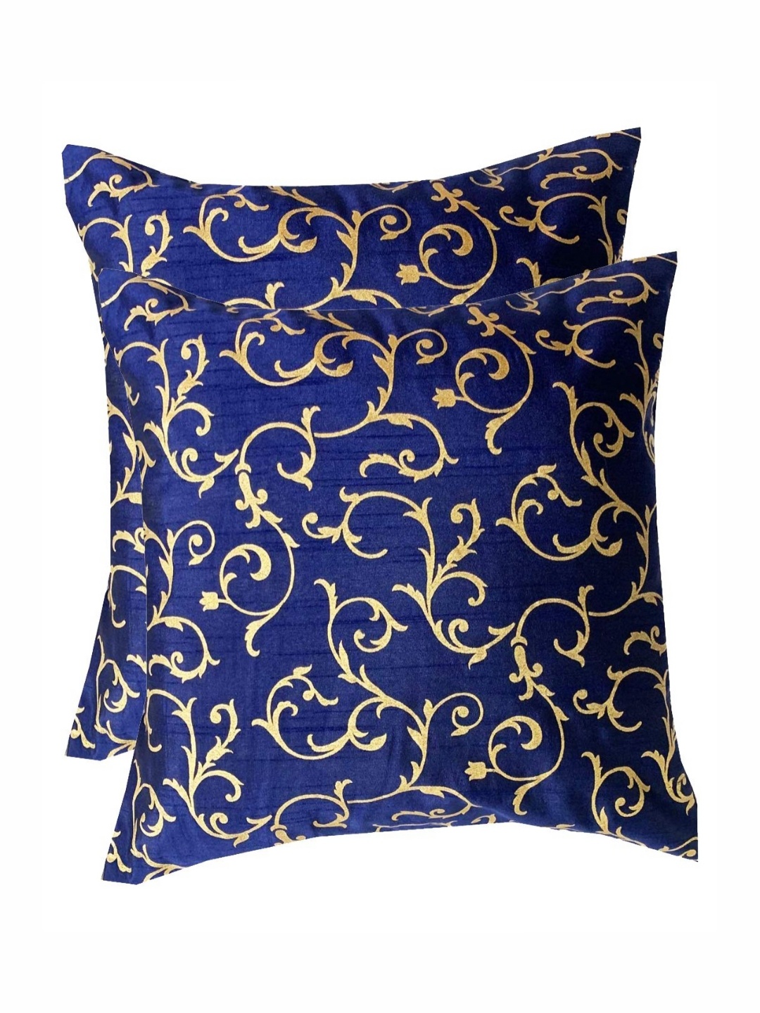 

Pink Parrot Blue & Gold Toned 2 Pieces Floral Printed Square Cushion Covers