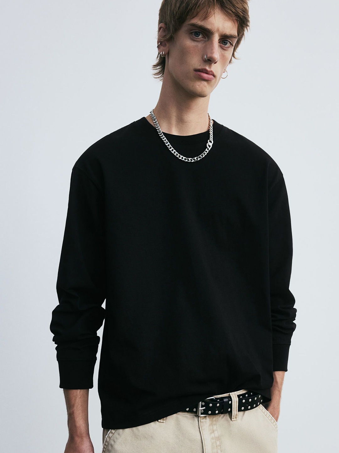 

H&M Loose Fit Cotton Jerse Tshirts, Black