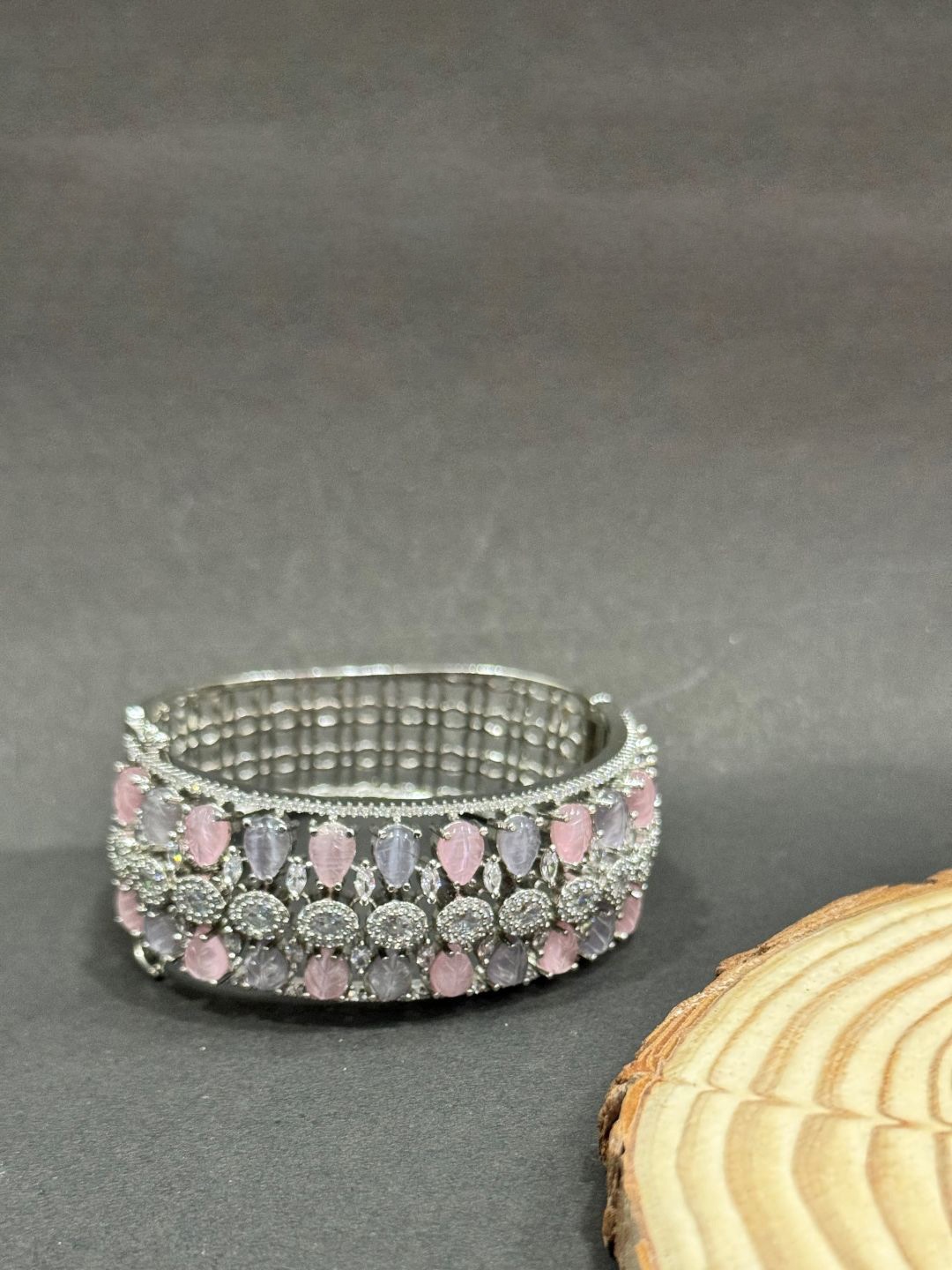 

The Jewellery Tale Silver-Plated Stones Studded Cuff Bracelet