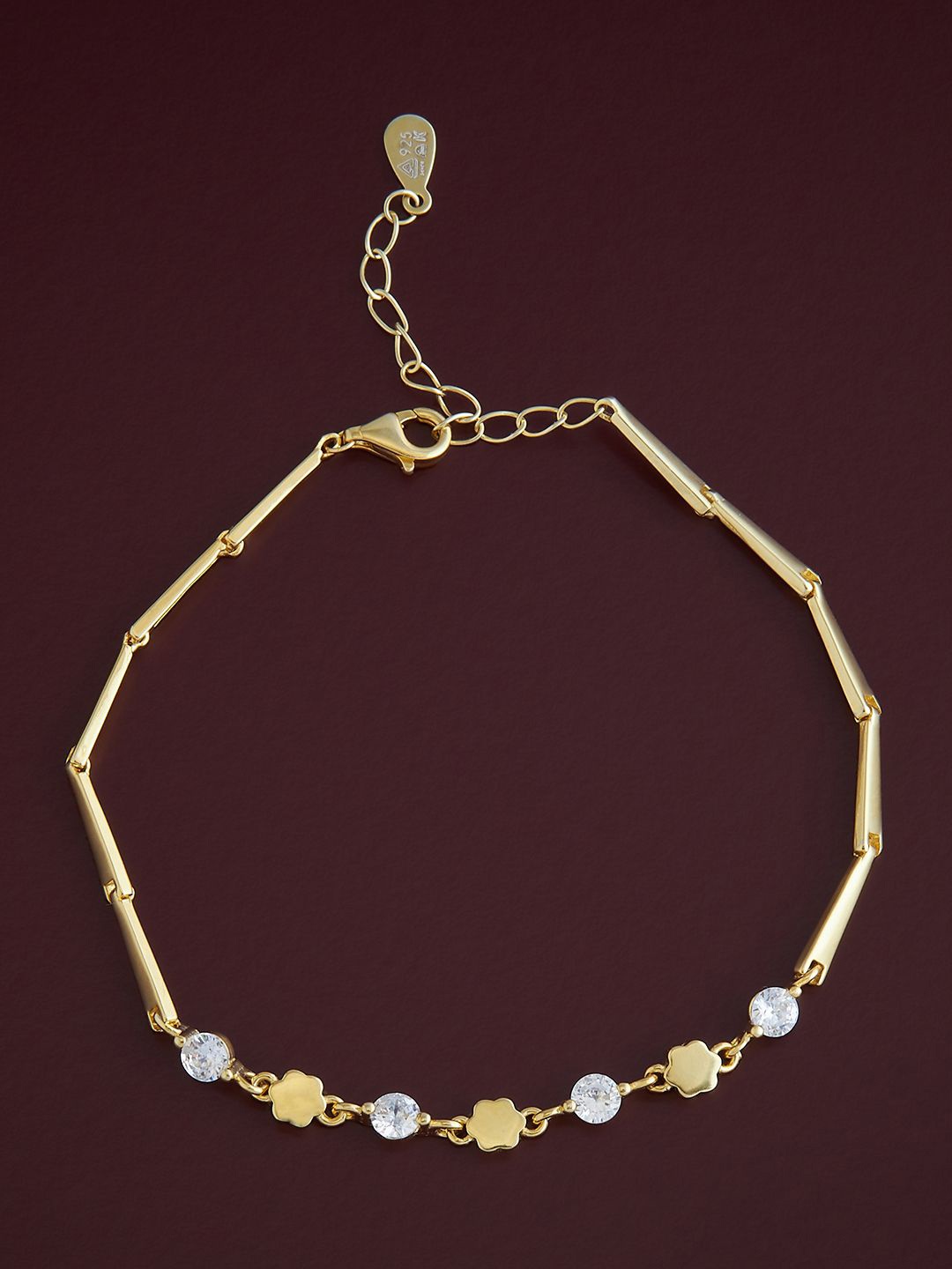 

Kushal's Fashion Jewellery 92.5 Pure Silver Gold-Plated CZ Wraparound Bracelet