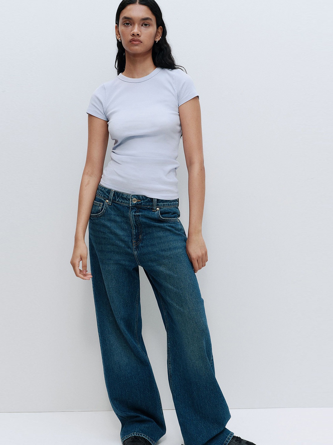 

H&M Ribbed Tshirts, Blue